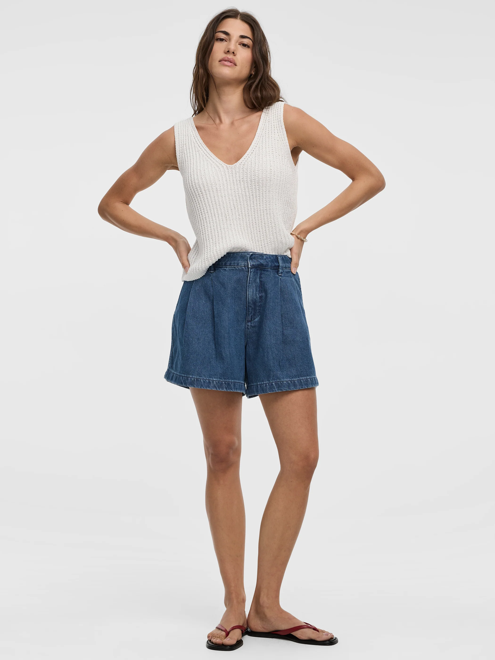Pleated Denim Shorts - Image 5
