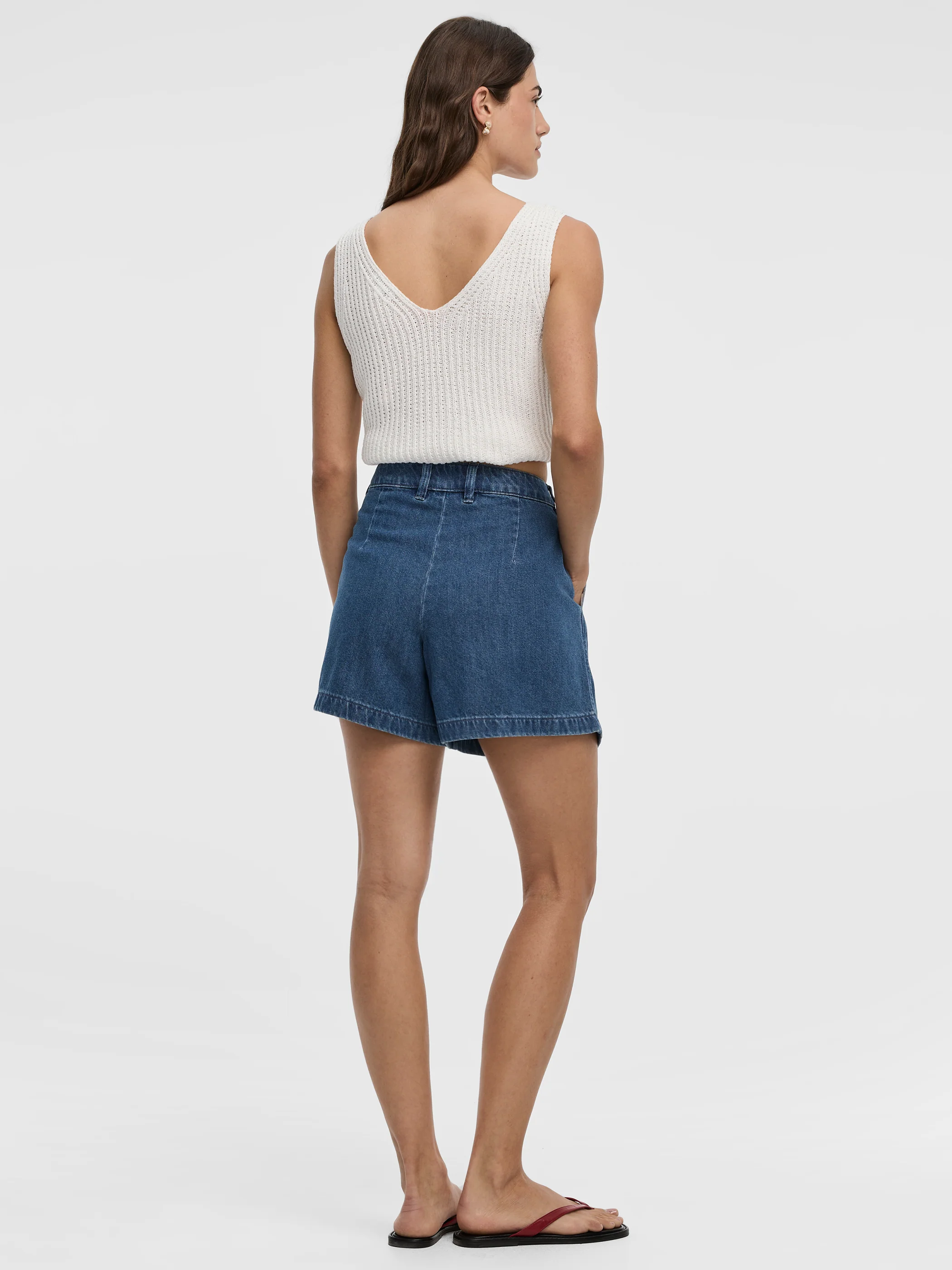 Pleated Denim Shorts - Image 7
