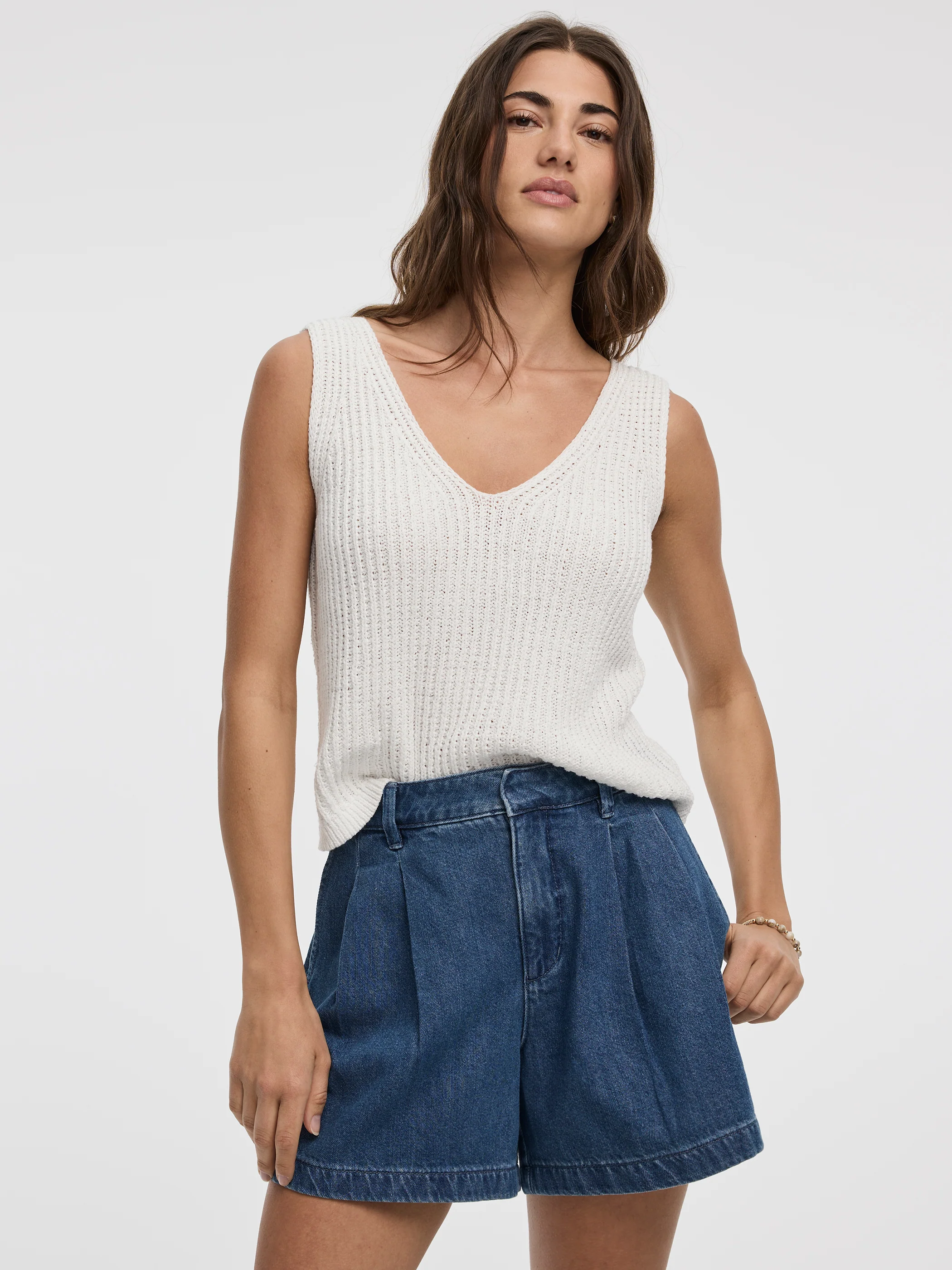 Pleated Denim Shorts - Image 8