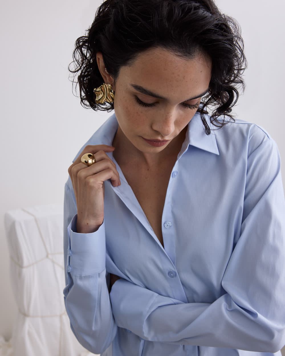 Long-Sleeve Poplin Shirt with Self-Tie Sash - Image 4