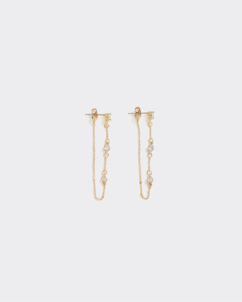 Chain Earrings with Rhinestones - Image 2