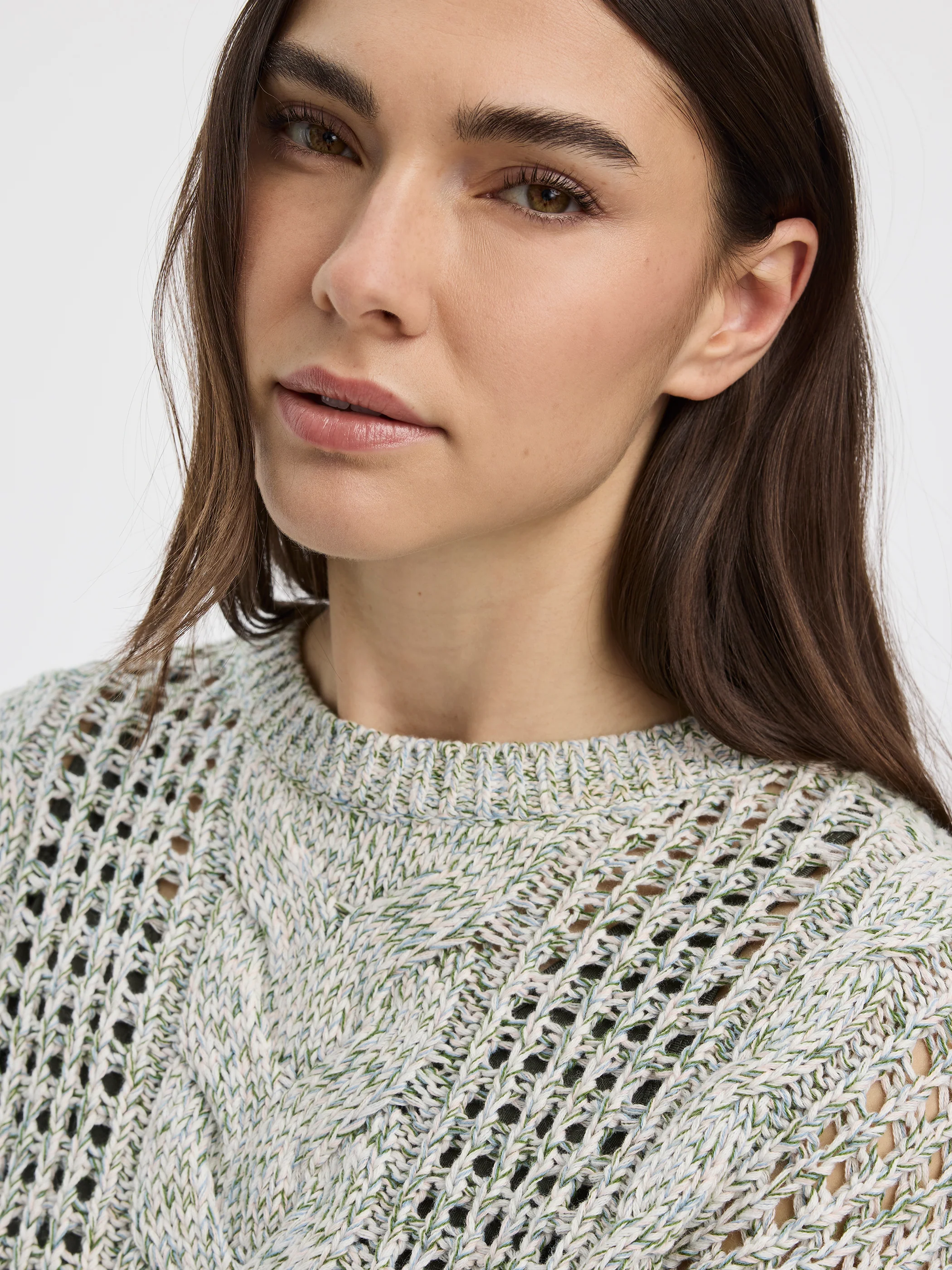Long-Sleeve Crew-Neck Sweater with Open Stitches - Image 4