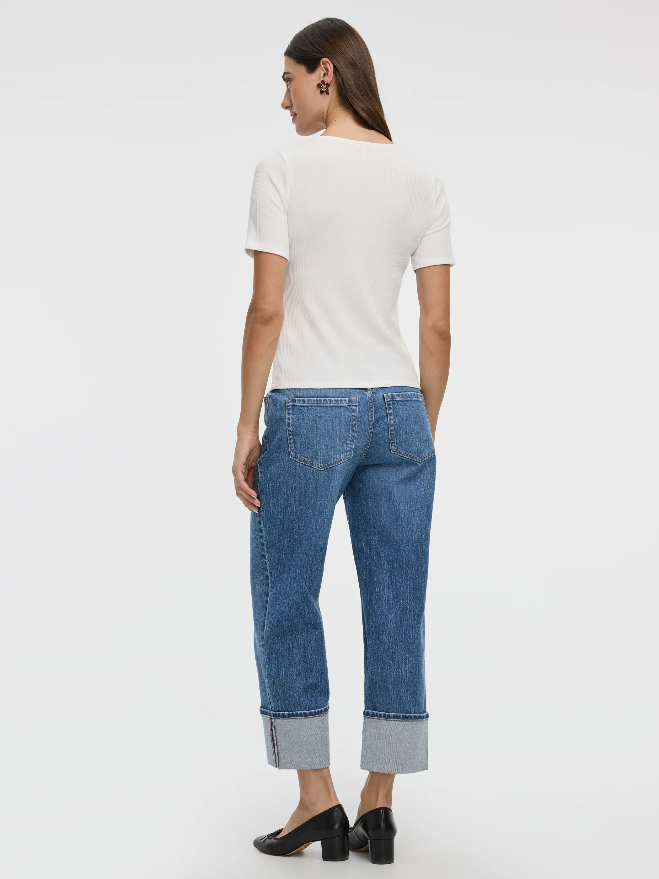 Short-Sleeve V-Neck Tee with Lace Trim - Image 7