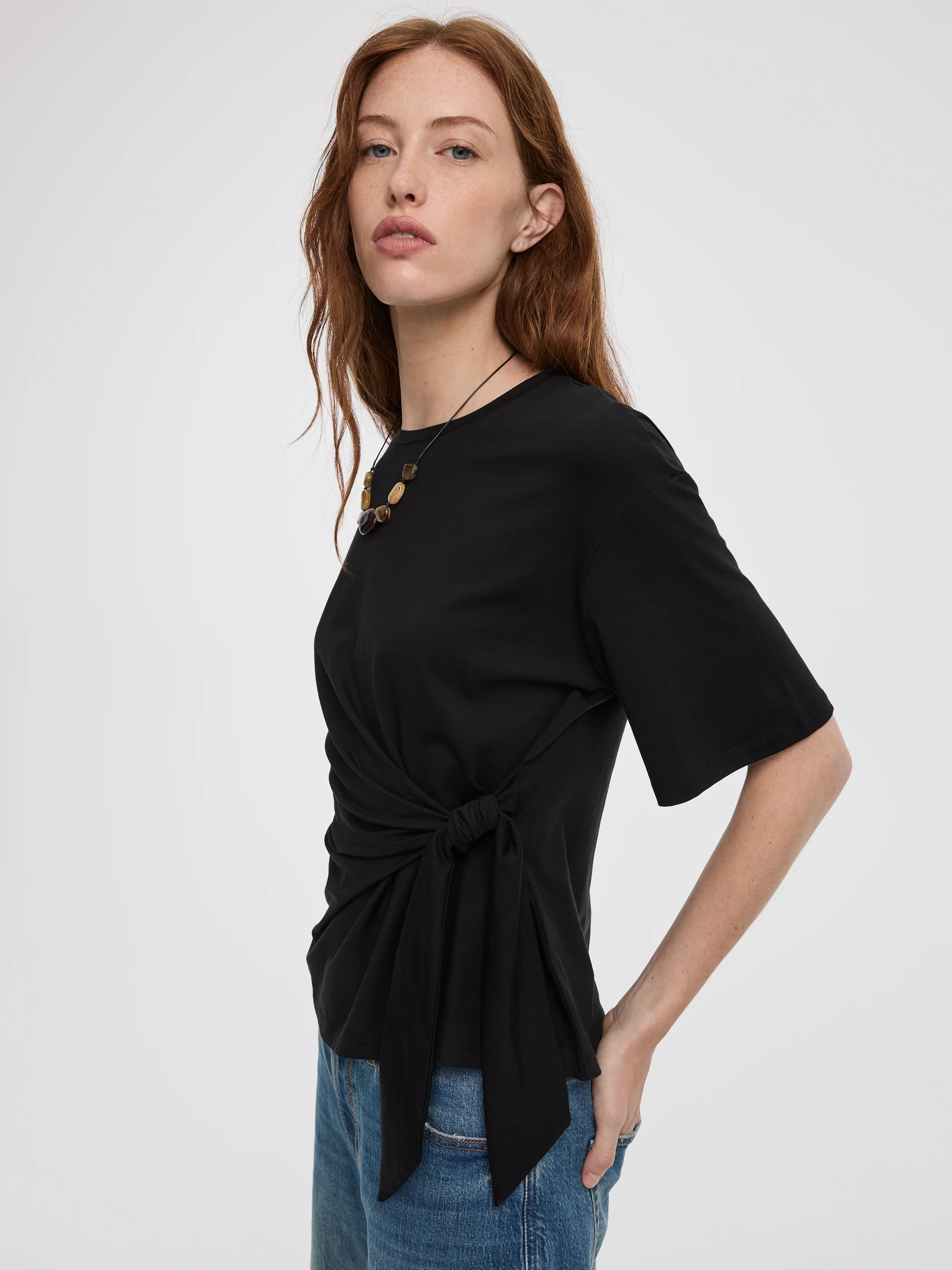 Crew-Neck T-Shirt with Knot Detail - Image 4