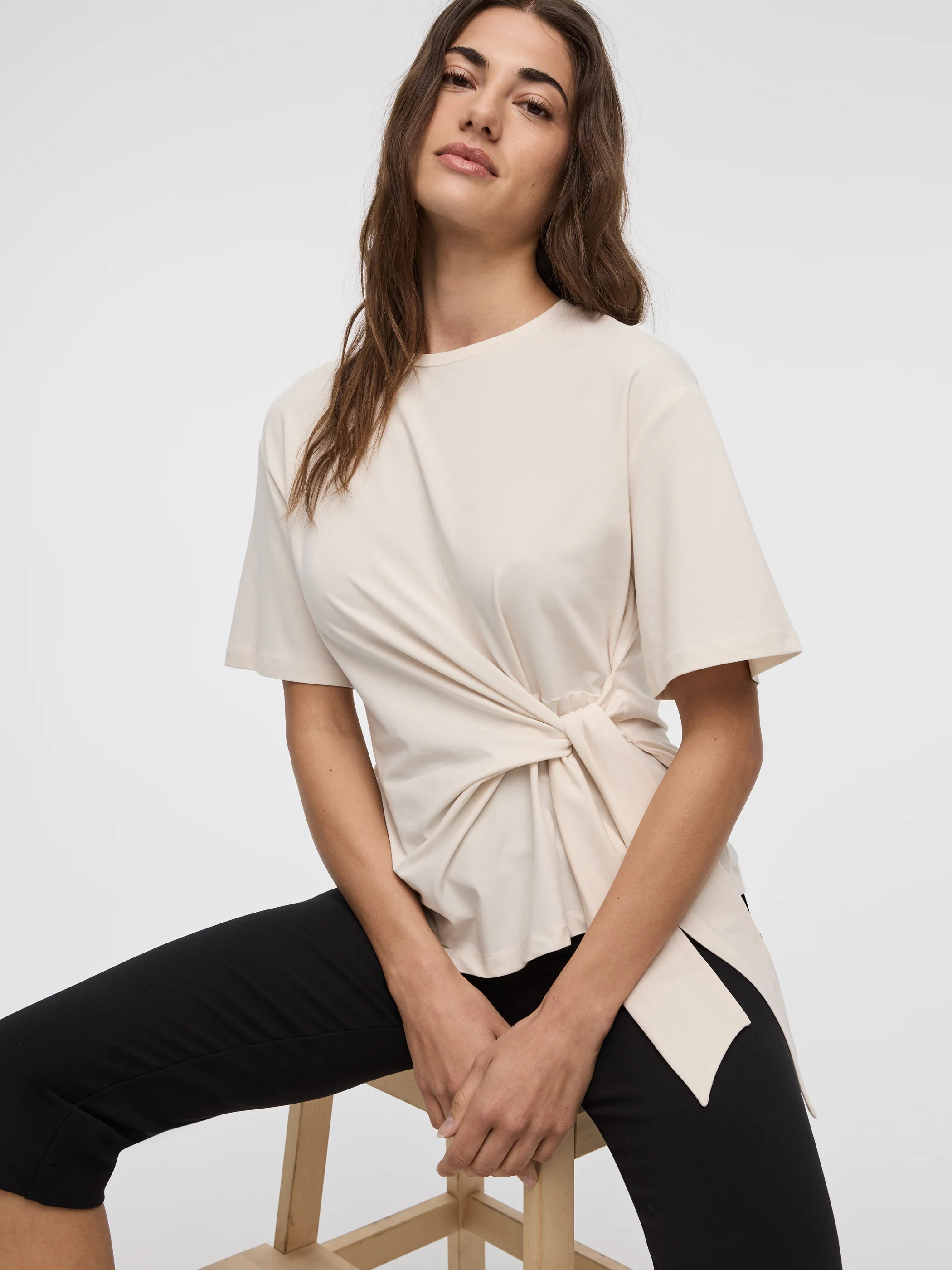 Crew-Neck T-Shirt with Knot Detail - Image 8