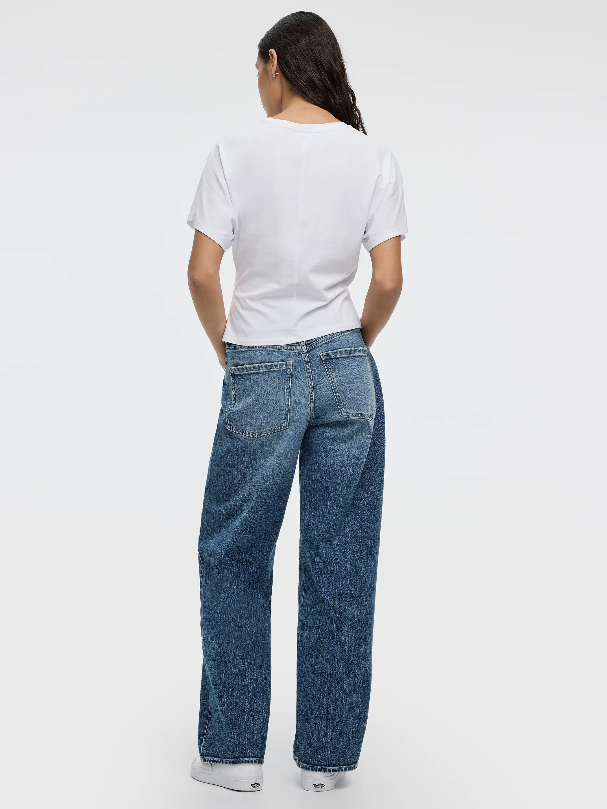 Short-Sleeve Crew-Neck Tee with Shirred Sides - Image 3