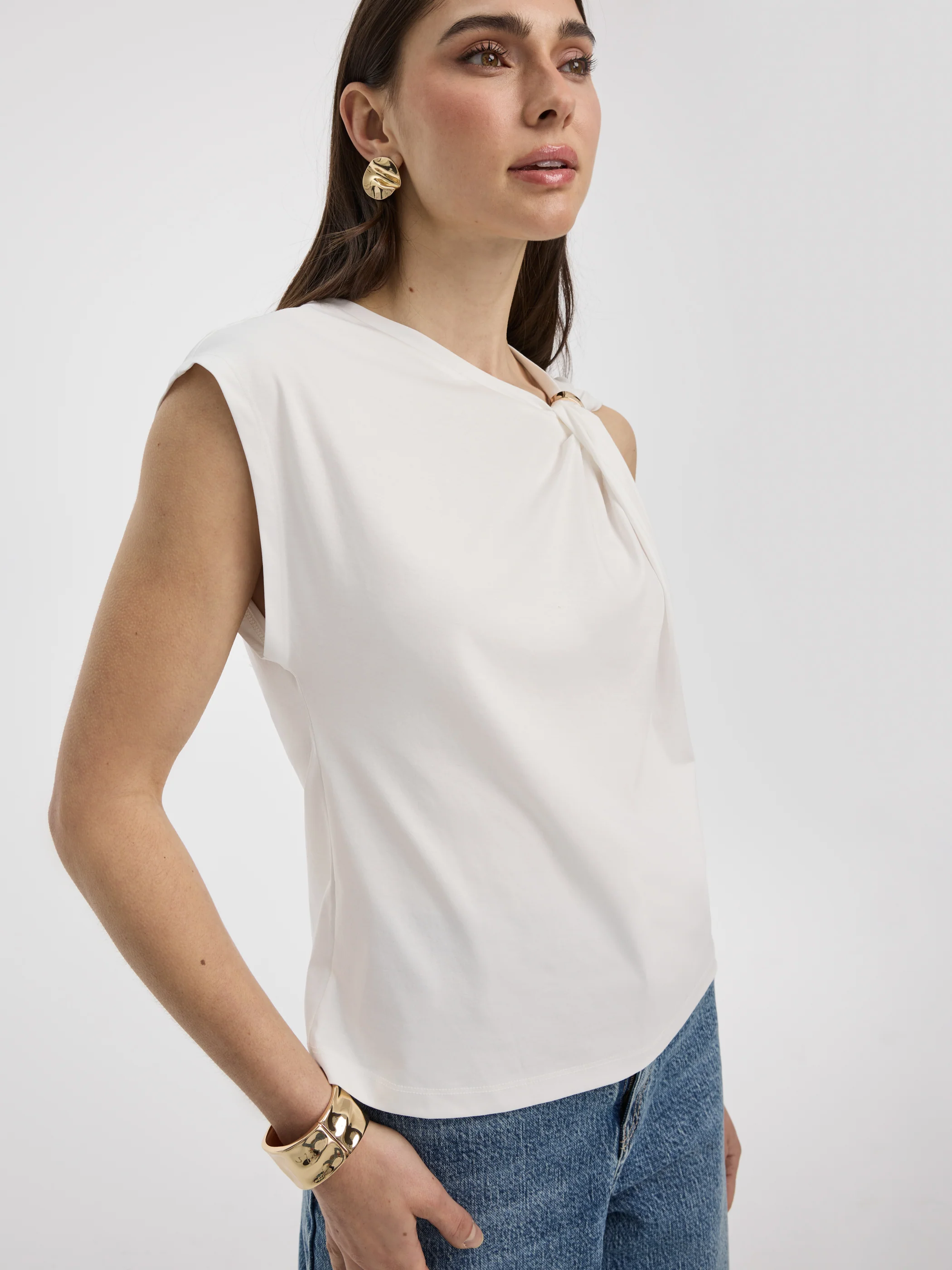 Shirred Tee with Metal Ring - Image 3
