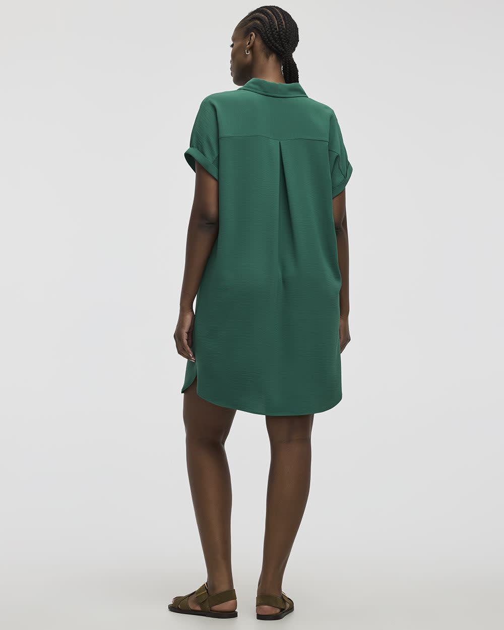 Short-Sleeve Buttoned-Down Dress with Shirt Collar - Image 10