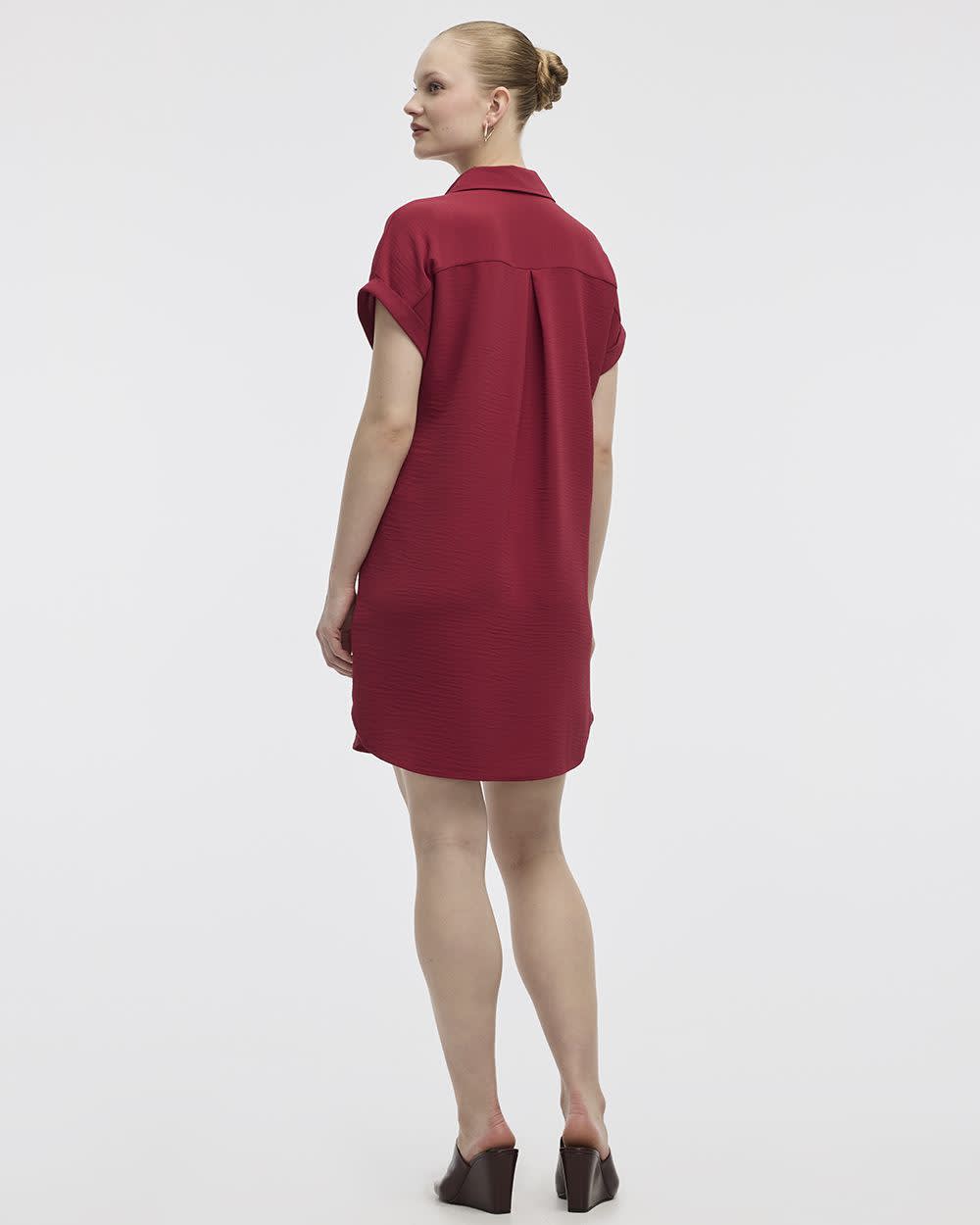 Short-Sleeve Buttoned-Down Dress with Shirt Collar - Image 14