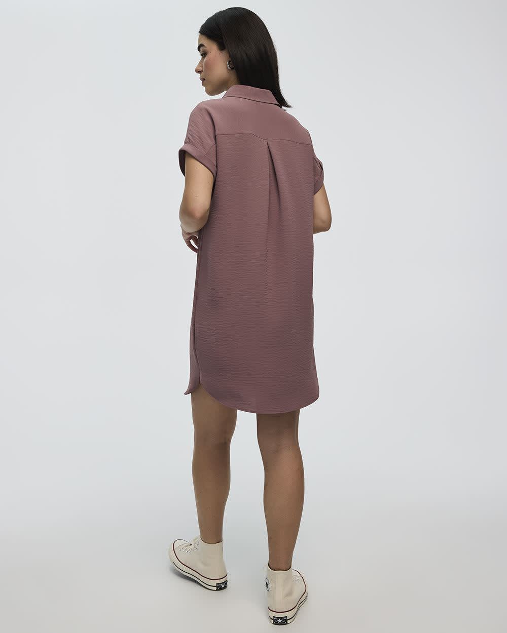 Short-Sleeve Buttoned-Down Dress with Shirt Collar - Image 18