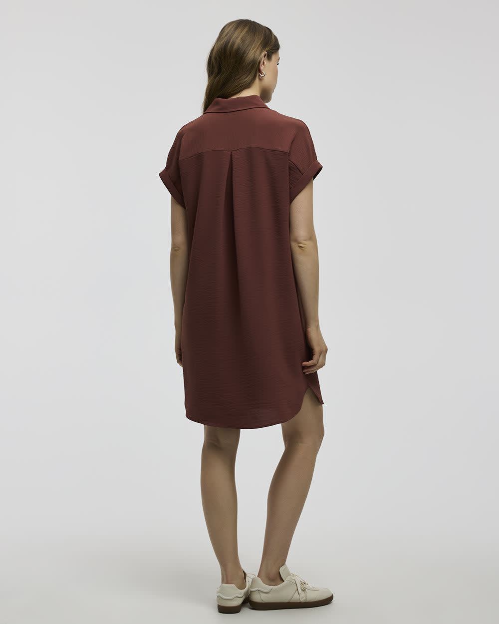 Short-Sleeve Buttoned-Down Dress with Shirt Collar - Image 6