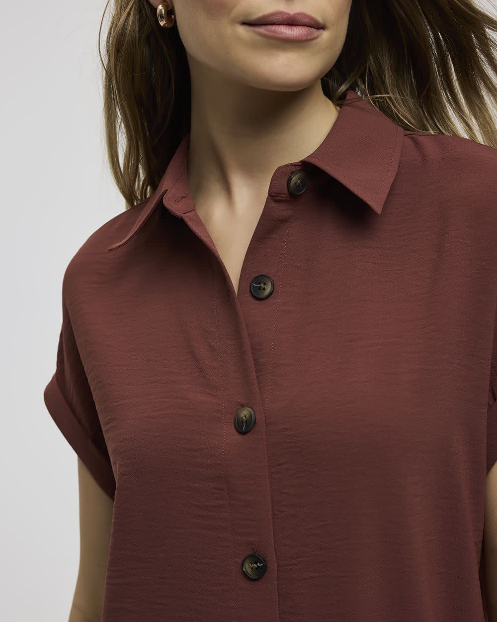 Short-Sleeve Buttoned-Down Dress with Shirt Collar - Image 8