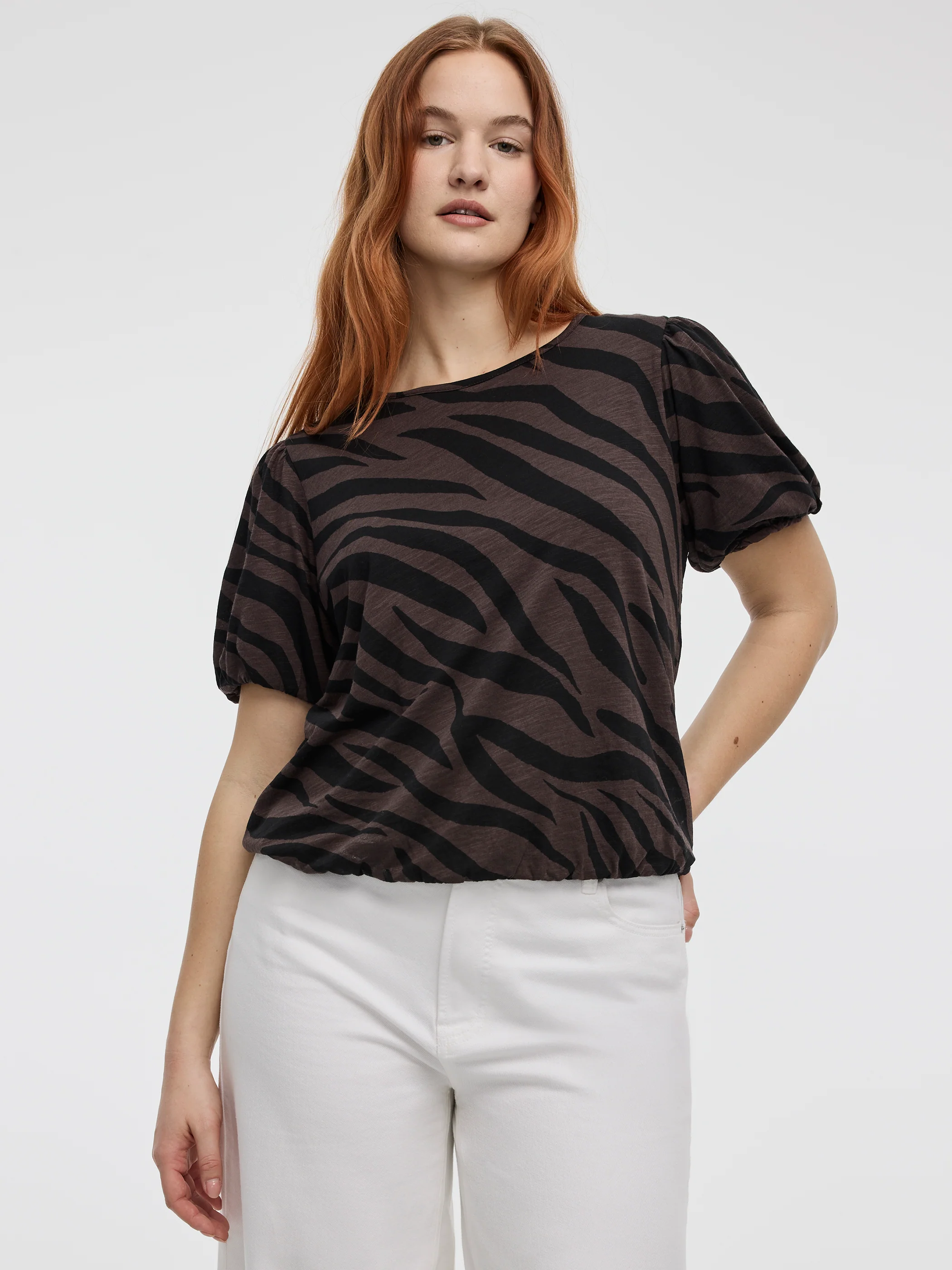 Short-Balloon-Sleeve Crew-Neck Top - Image 5