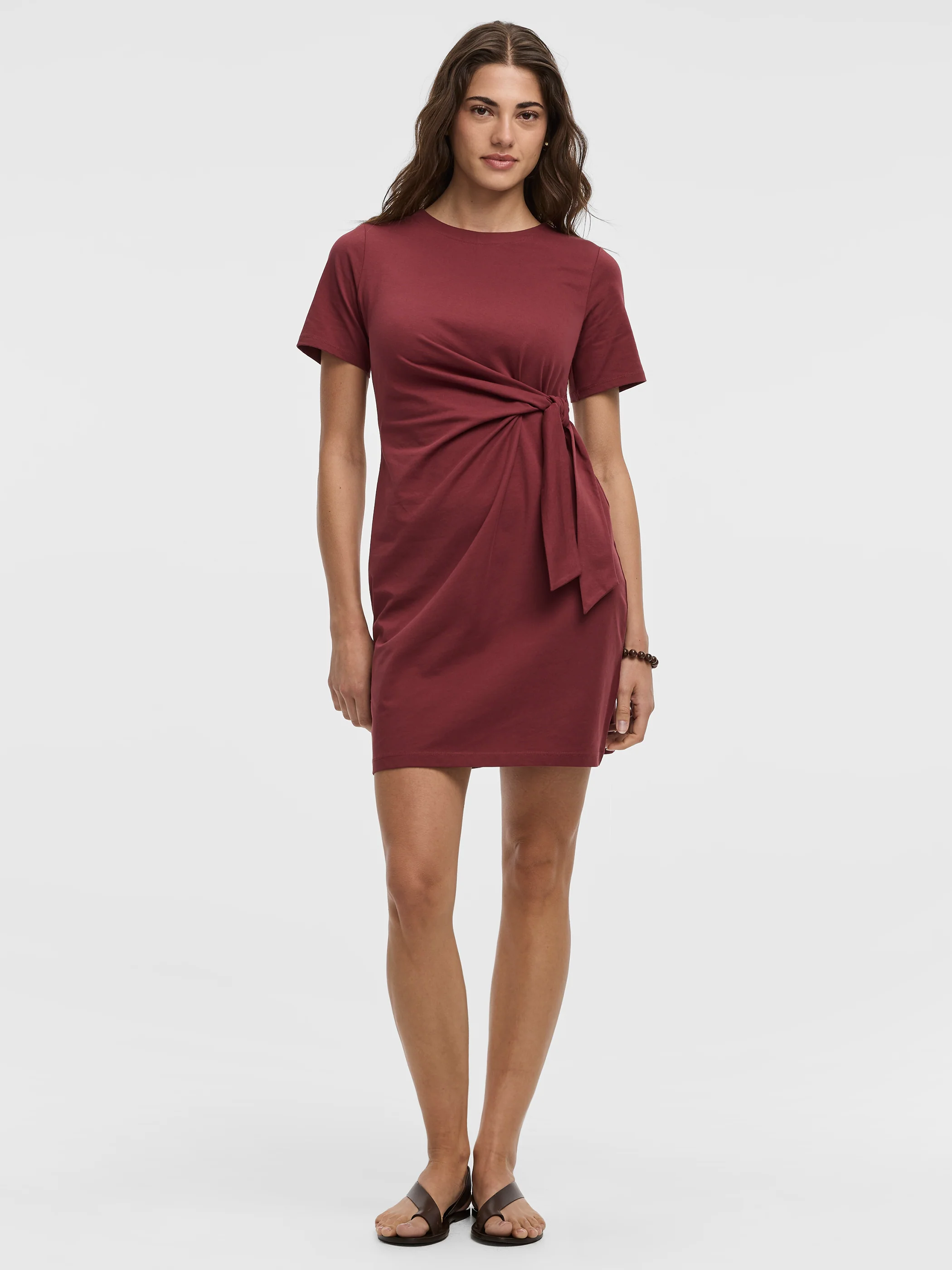 Short-Sleeve Fitted Dress with Knot Detail - Image 5