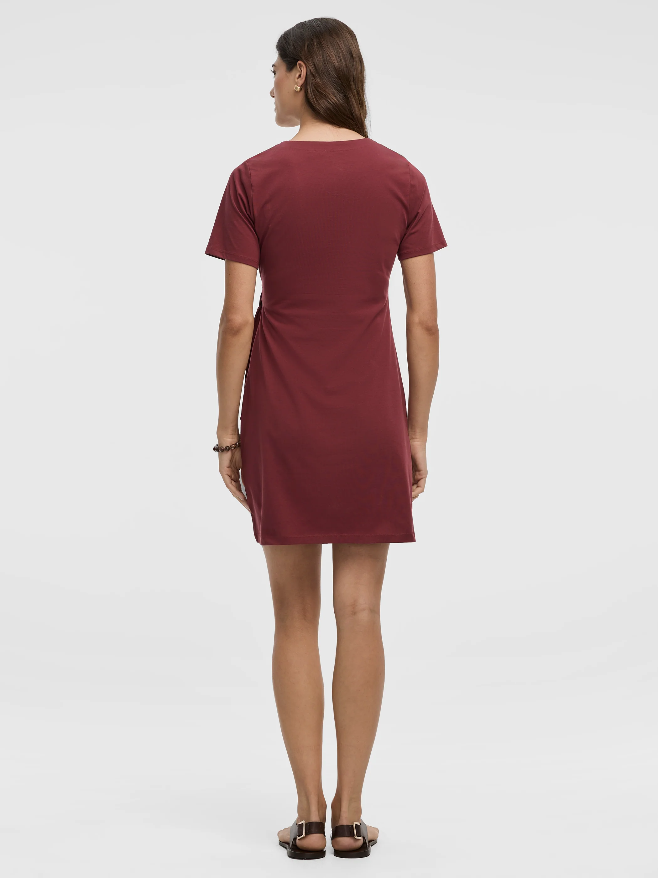 Short-Sleeve Fitted Dress with Knot Detail - Image 7