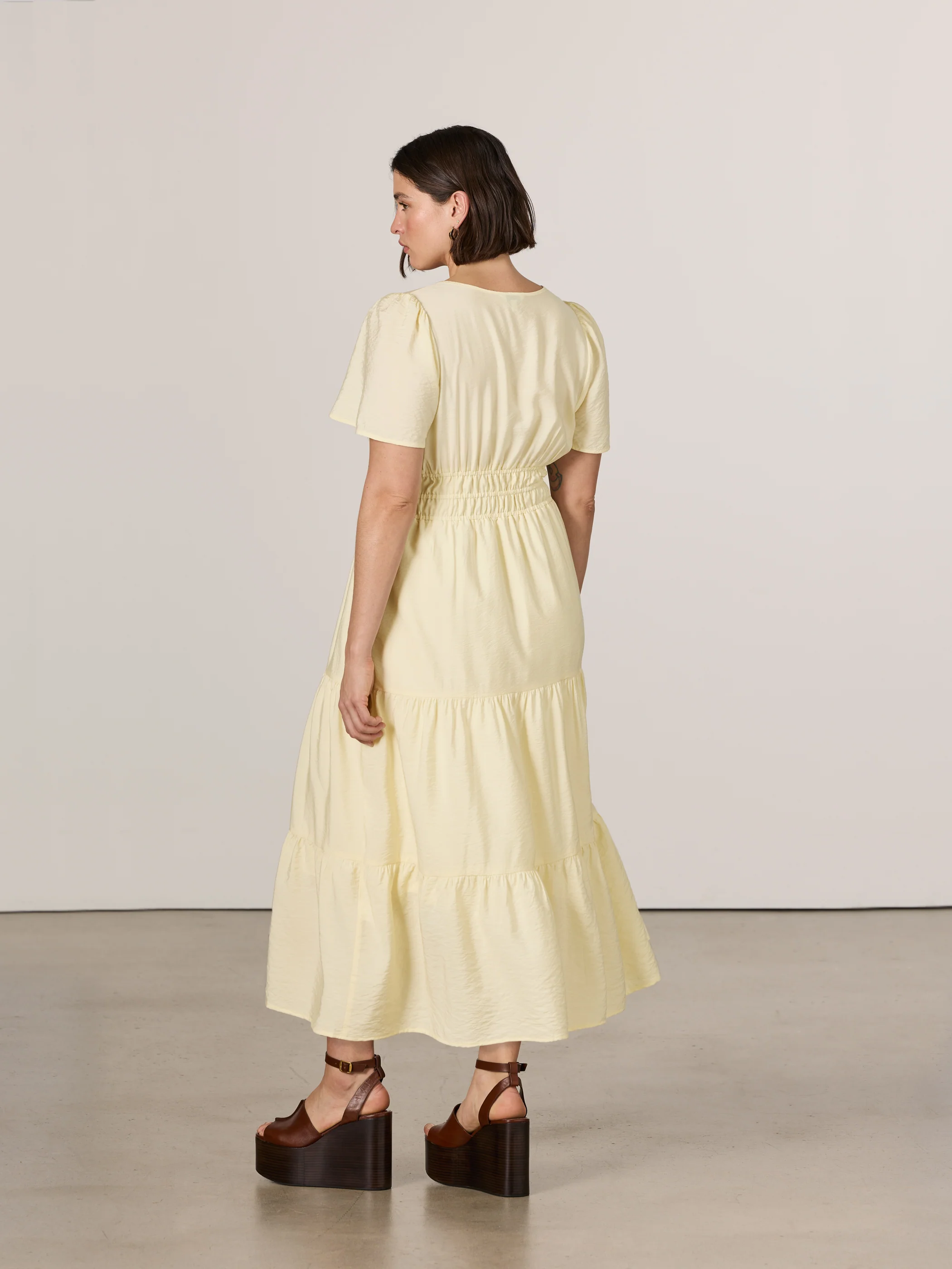 Short-Sleeve Split-Neck Maxi Dress - Image 3
