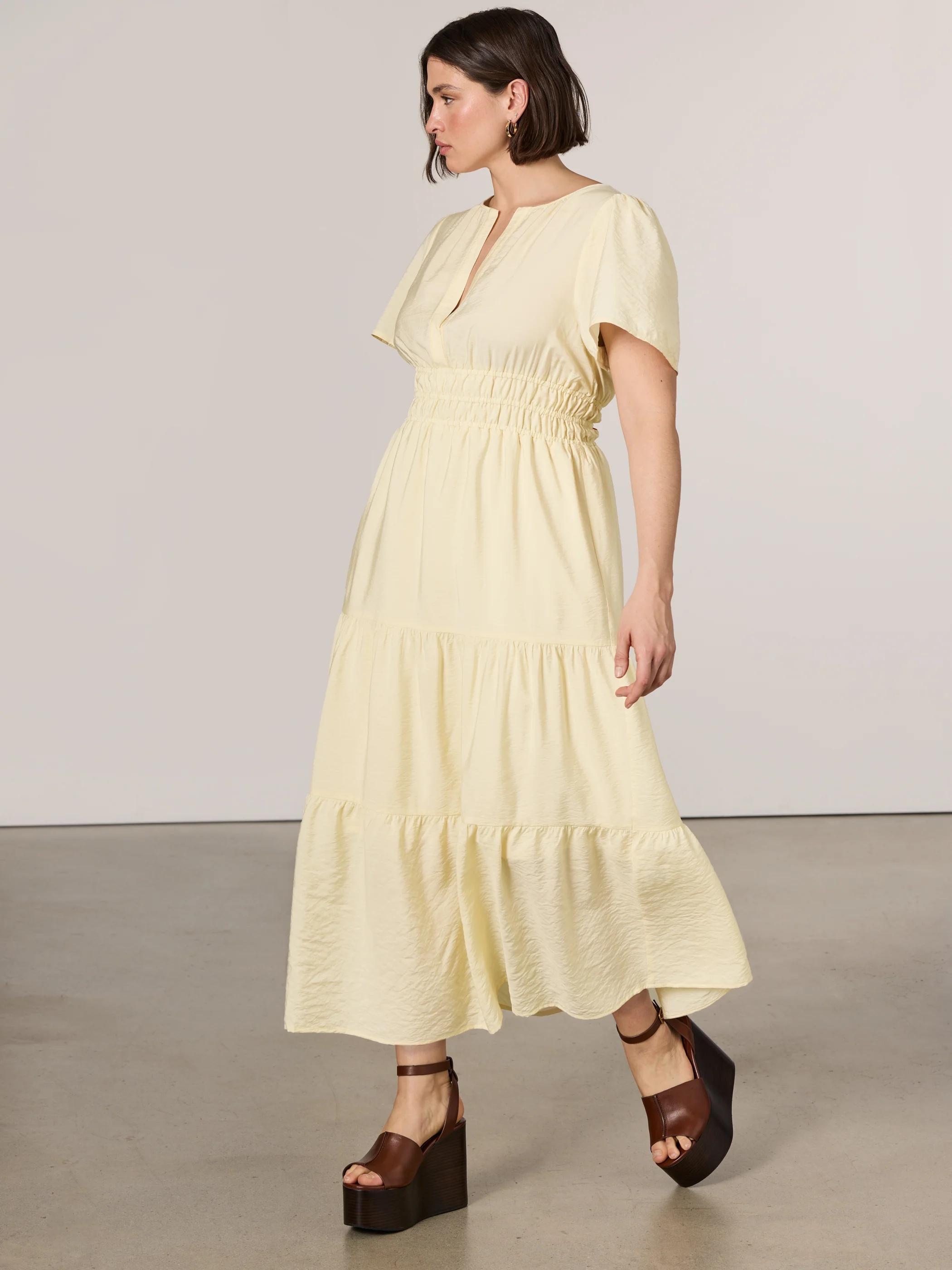 Short-Sleeve Split-Neck Maxi Dress - Image 4