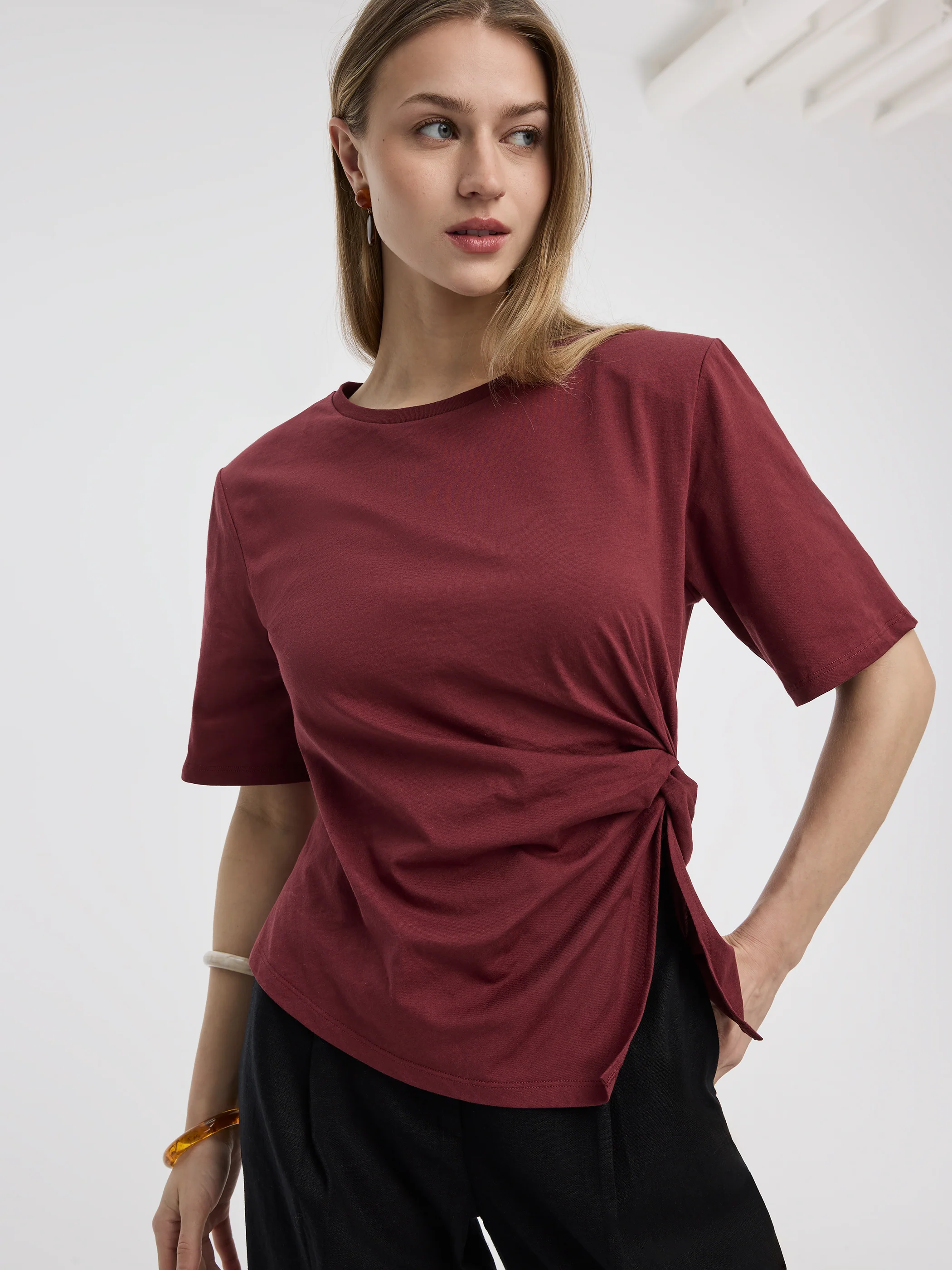 Short-Sleeve Top with Side Knot - Image 8