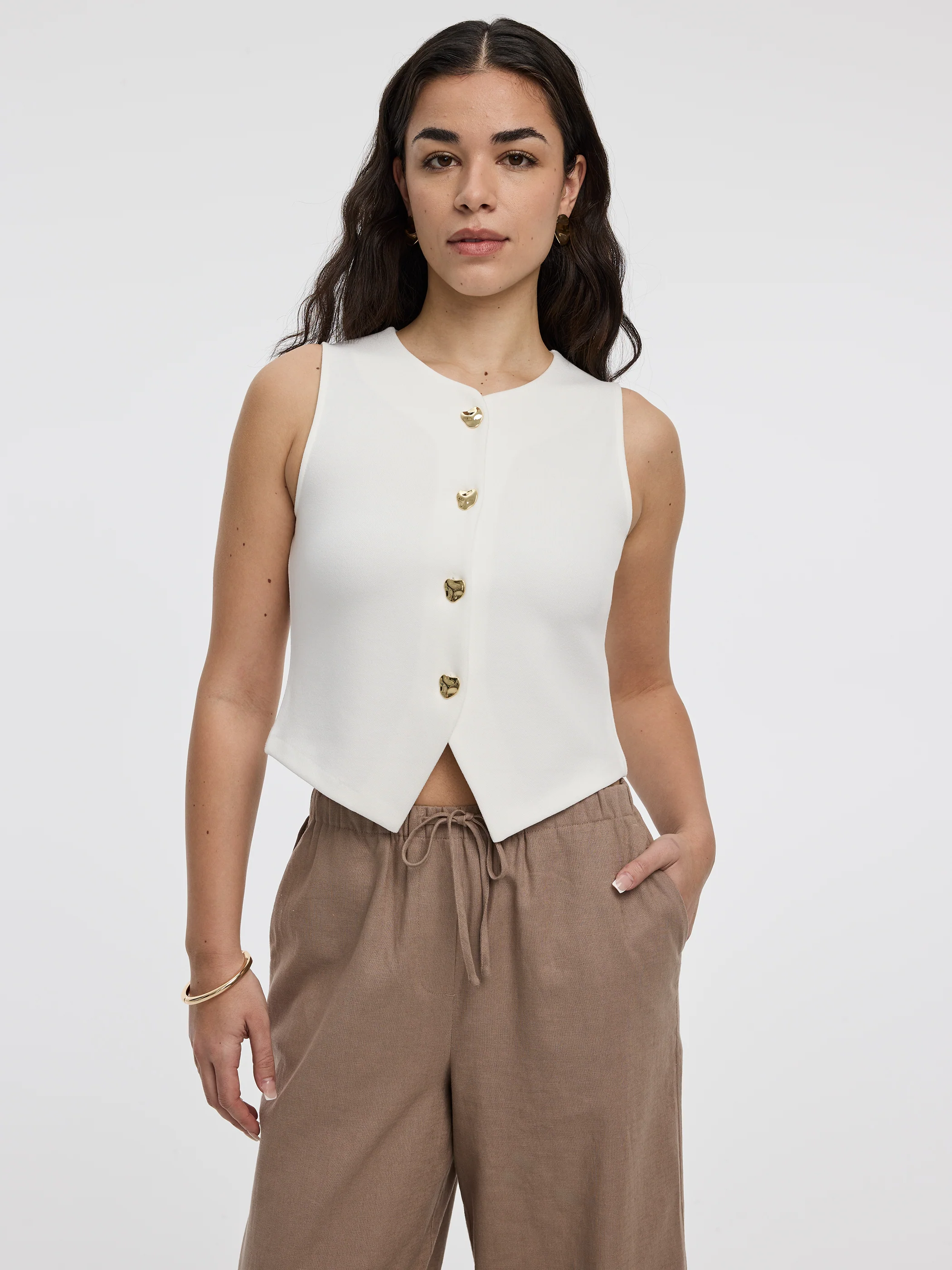 Sleeveless Crew-Neck Vest - Image 5