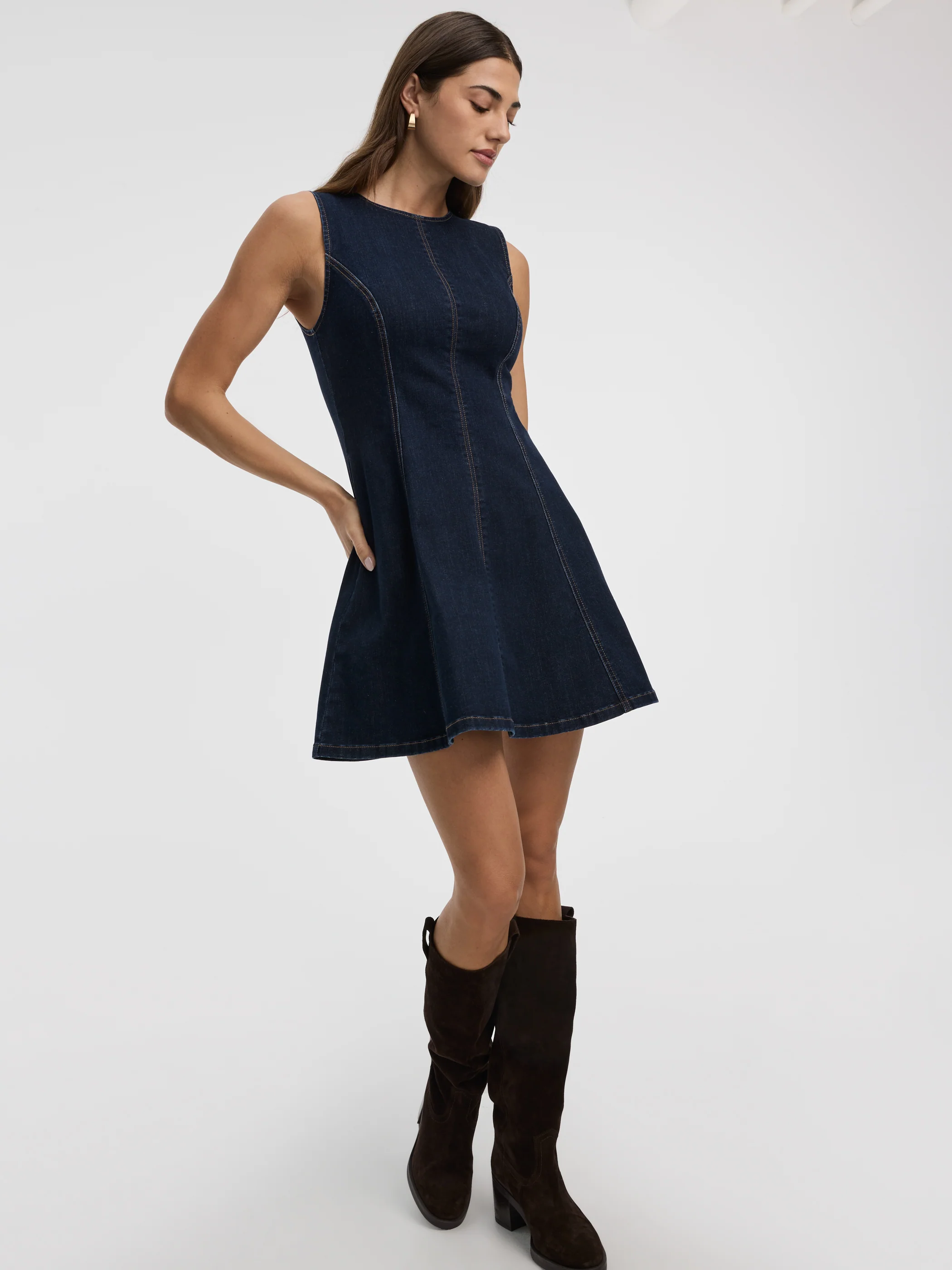 Sleeveless Denim Mini Dress - Image 4