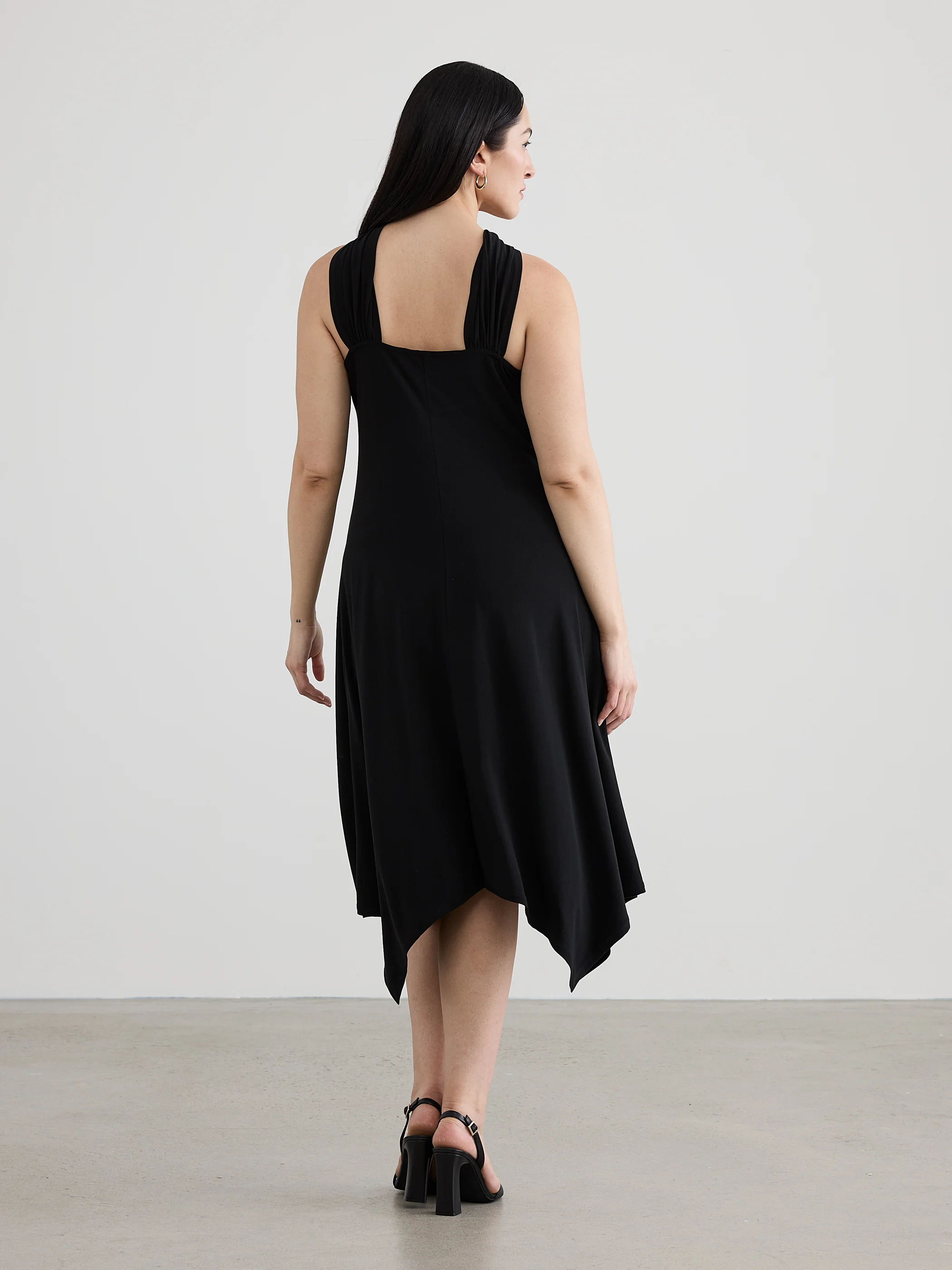 Sleeveless Halter Dress with Handkerchief Hem - Image 3