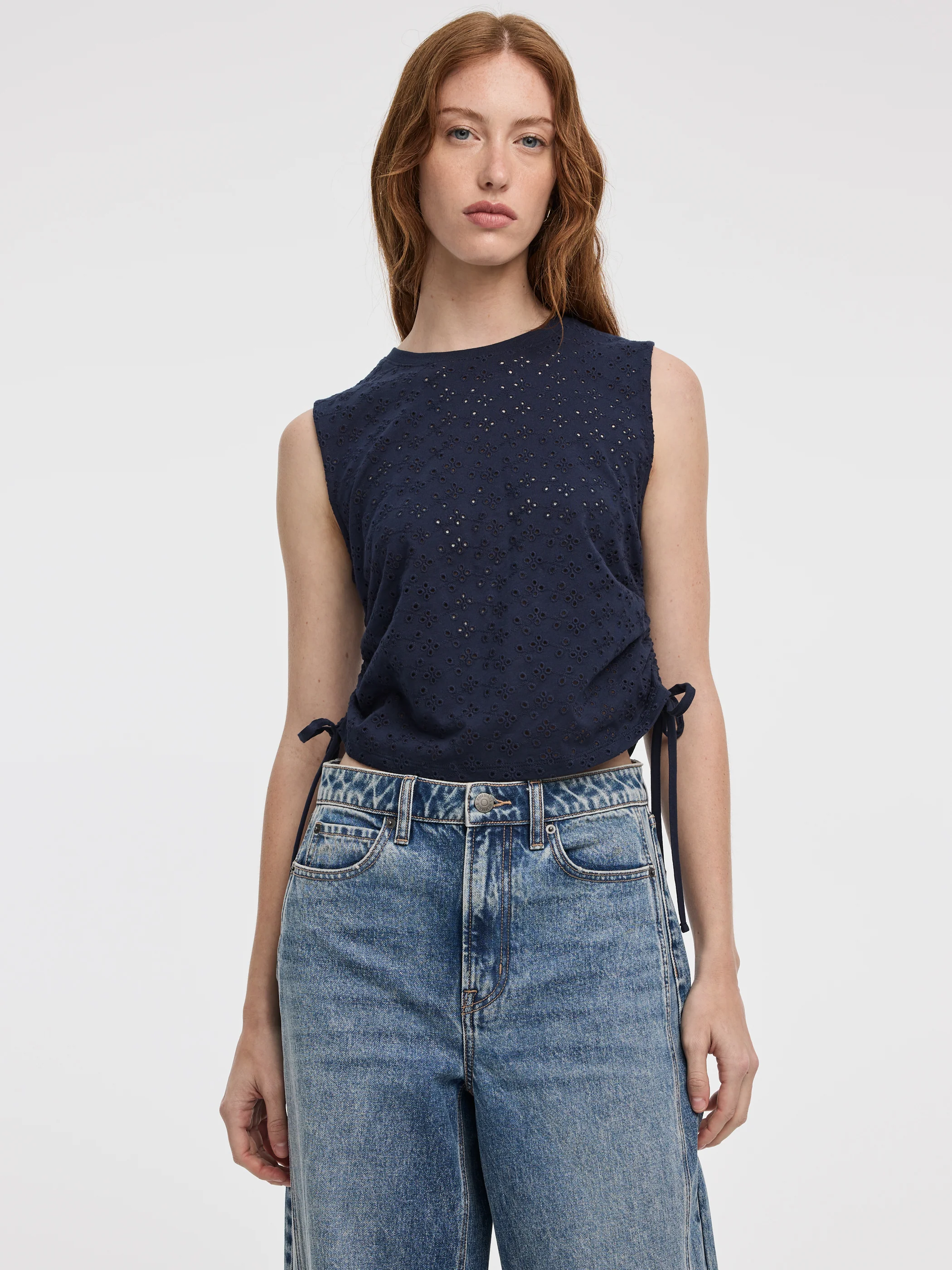 Short-Sleeve Crew-Neck Tee with Shirred Sides - Image 5