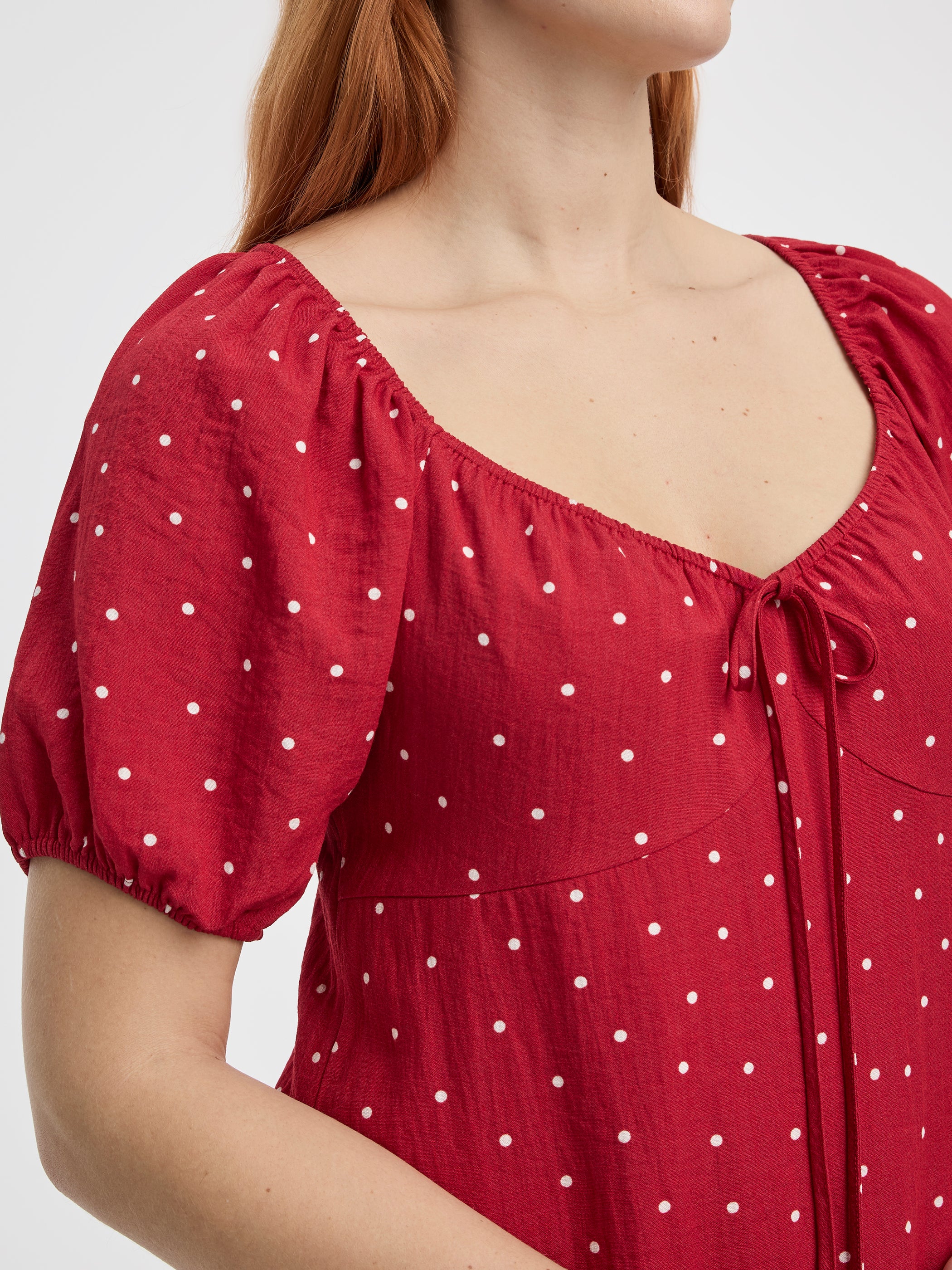 Short-Puffy-Sleeve Mini Dress with Sweetheart Neckline - Image 6