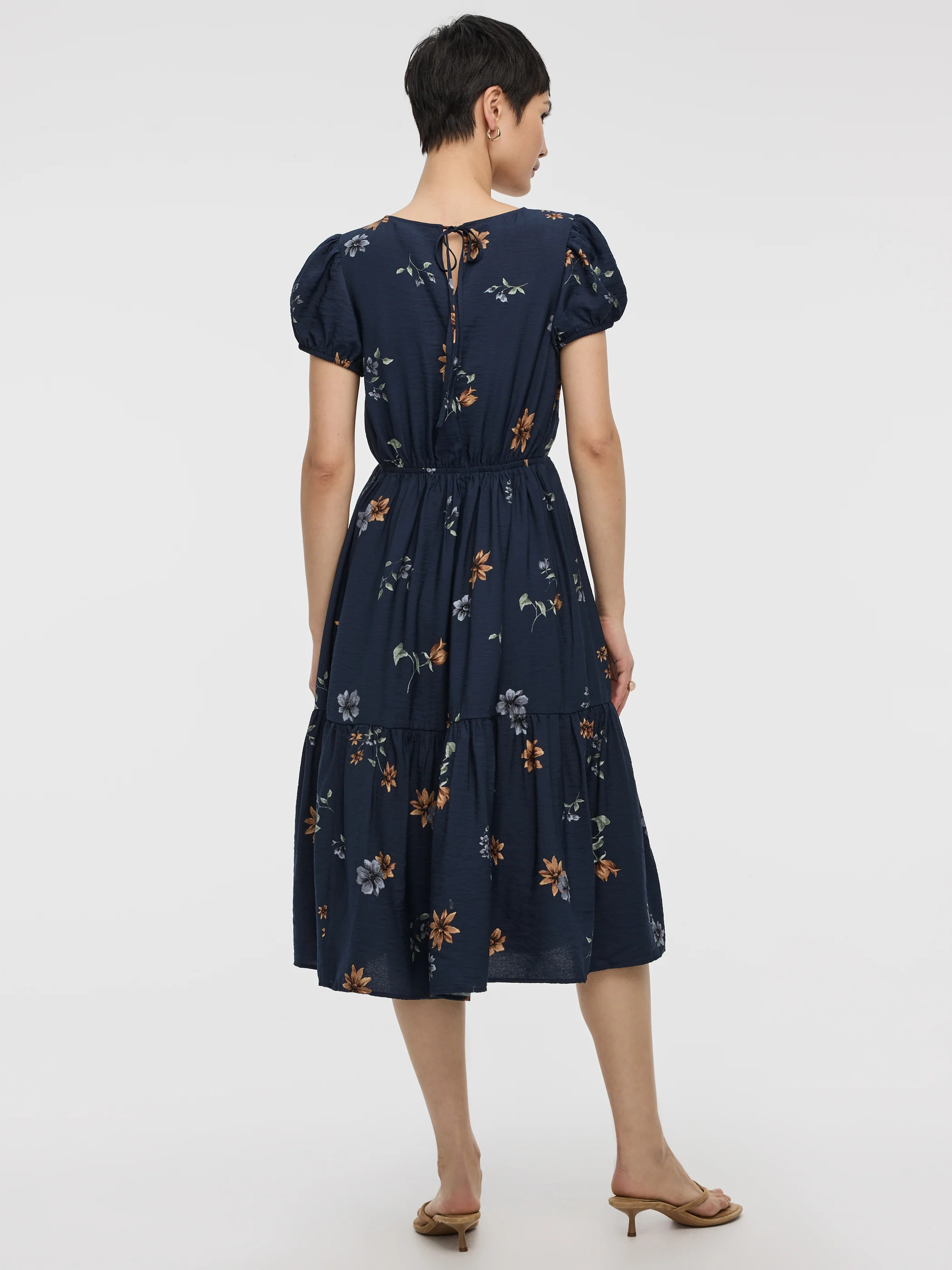 Short-Sleeve V-Neck Midi Dress - Image 7