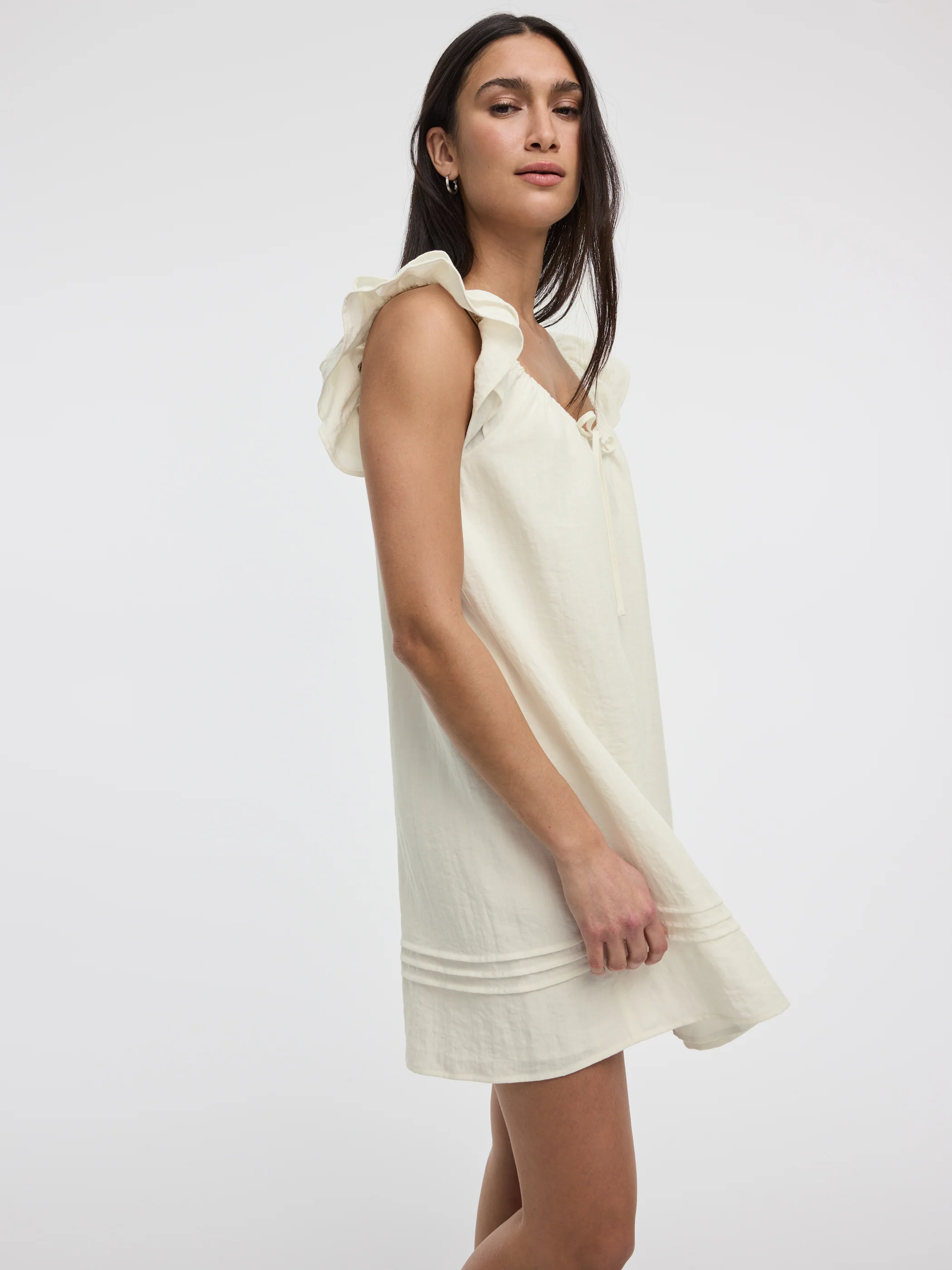 V-Neck Mini Dress with Ruffles - Image 8