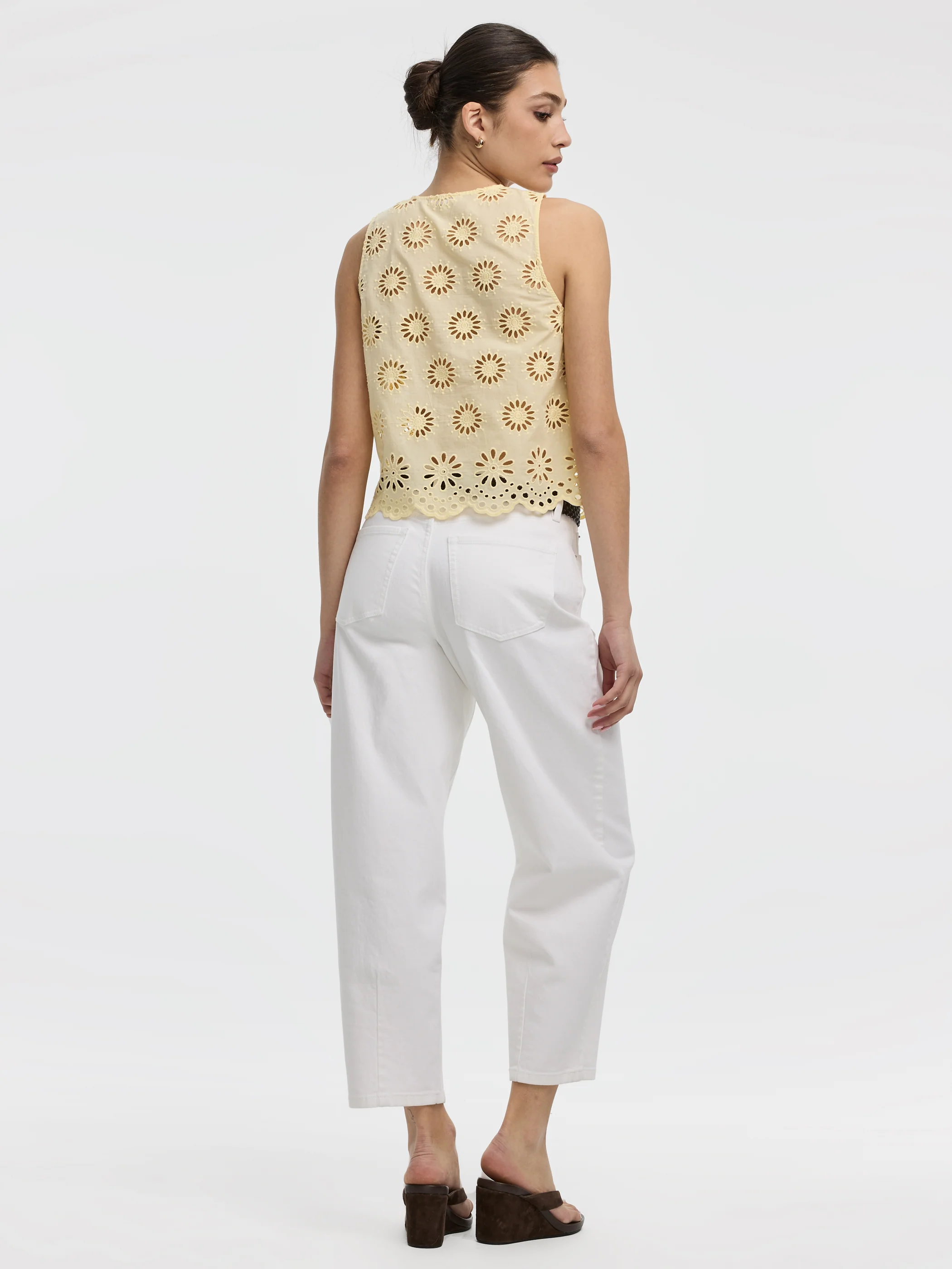 Crew-Neck Buttoned Tank with Eyelets - Image 7