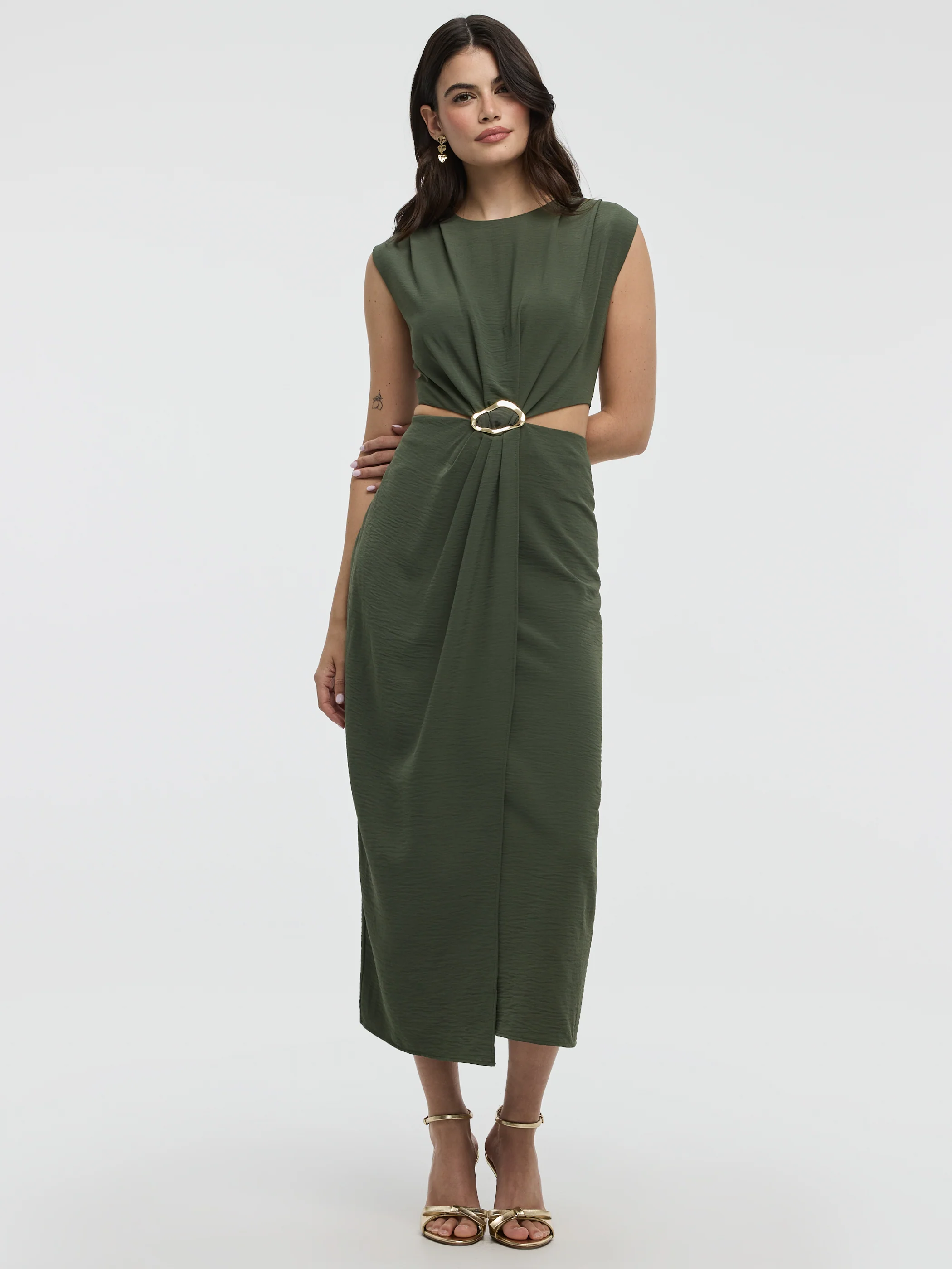 Sleeveless Fitted Maxi Dress with Cut-Out Details - Image 5