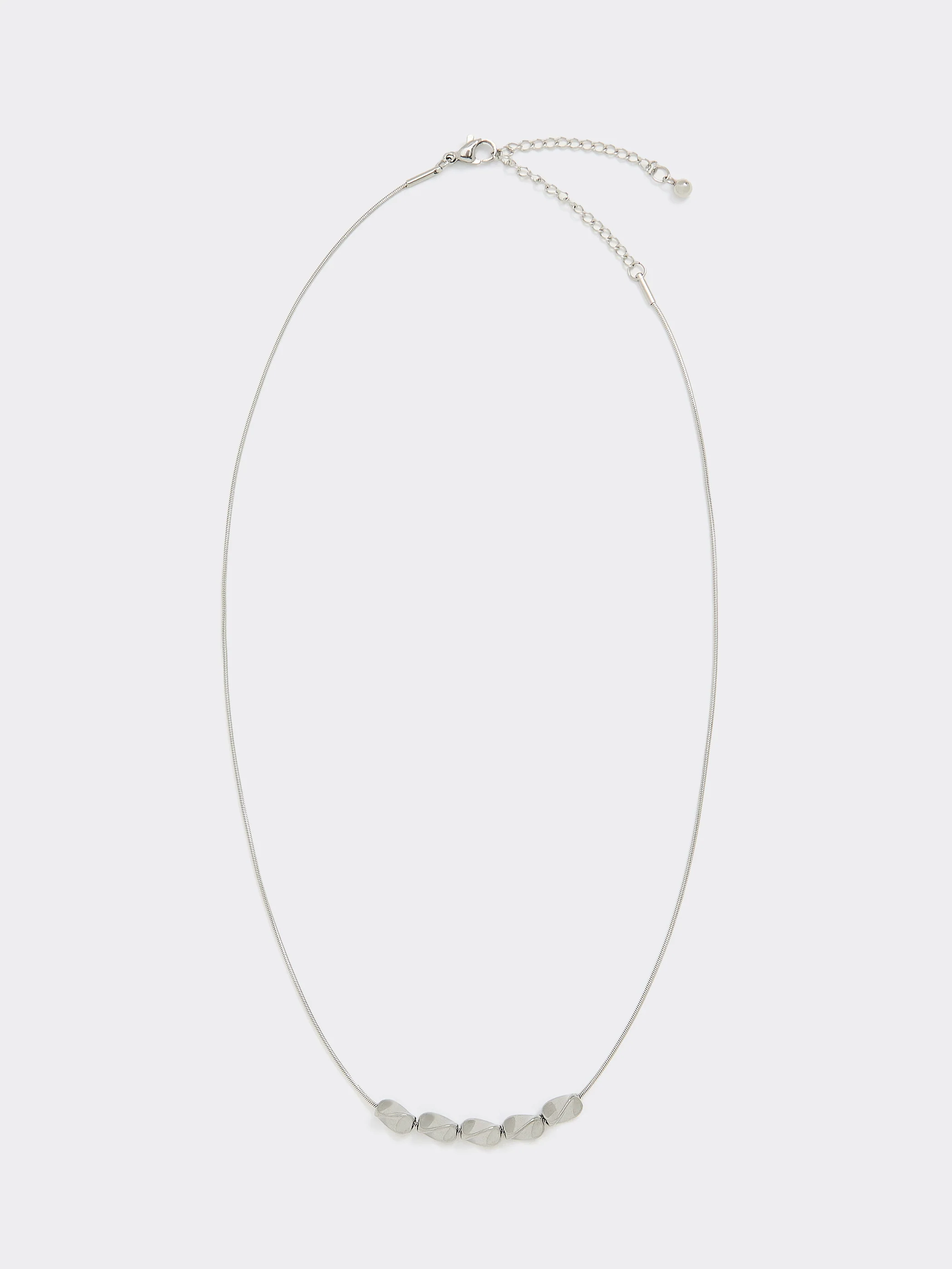 Stainless Steel Short Necklace with Twisted Beads - Image 2