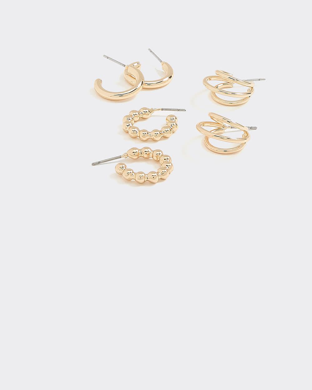 Stainless Steel Hoops - 3 Pairs - Image 3