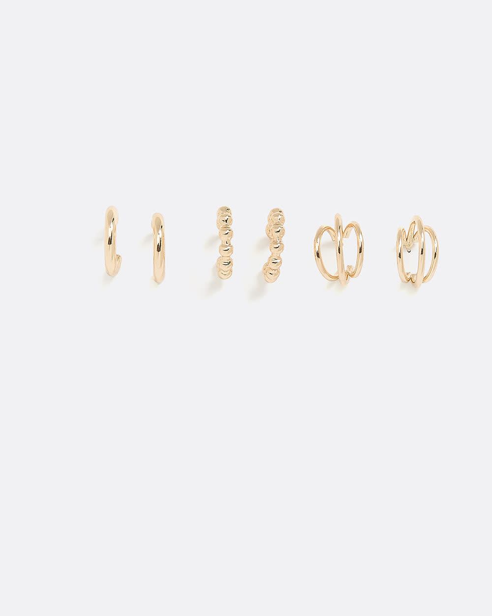 Stainless Steel Hoops - 3 Pairs - Image 4