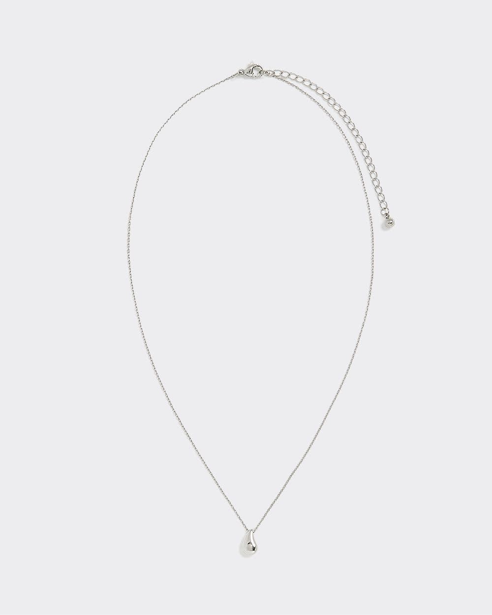 Stainless Steel Short Necklace with Teardrop Pendant - Image 3