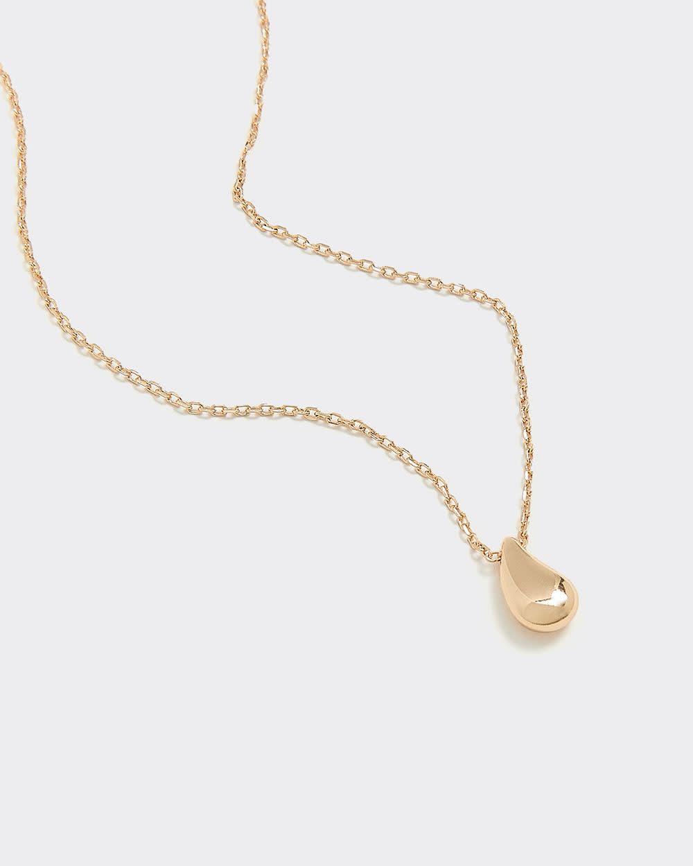 Stainless Steel Short Necklace with Teardrop Pendant - Image 4
