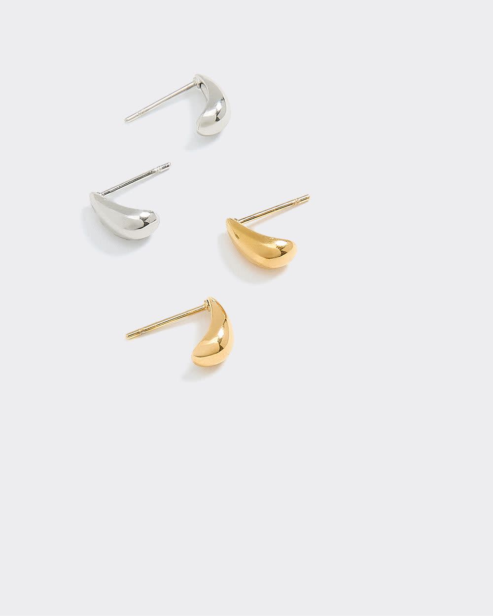 Stainless Steel Teardrop Earrings - 2 Pairs - Image 2