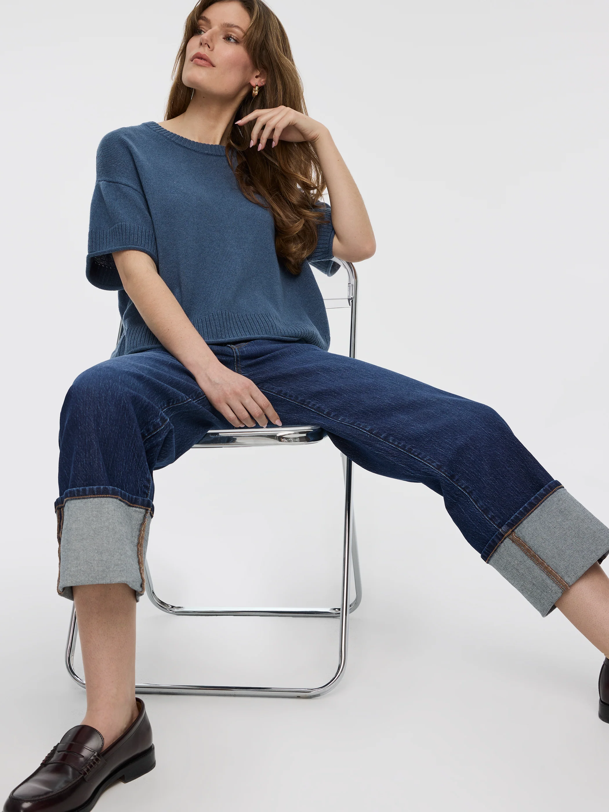 Straight-Leg High-Rise Cropped Jean with Rolled Cuffs - Image 12