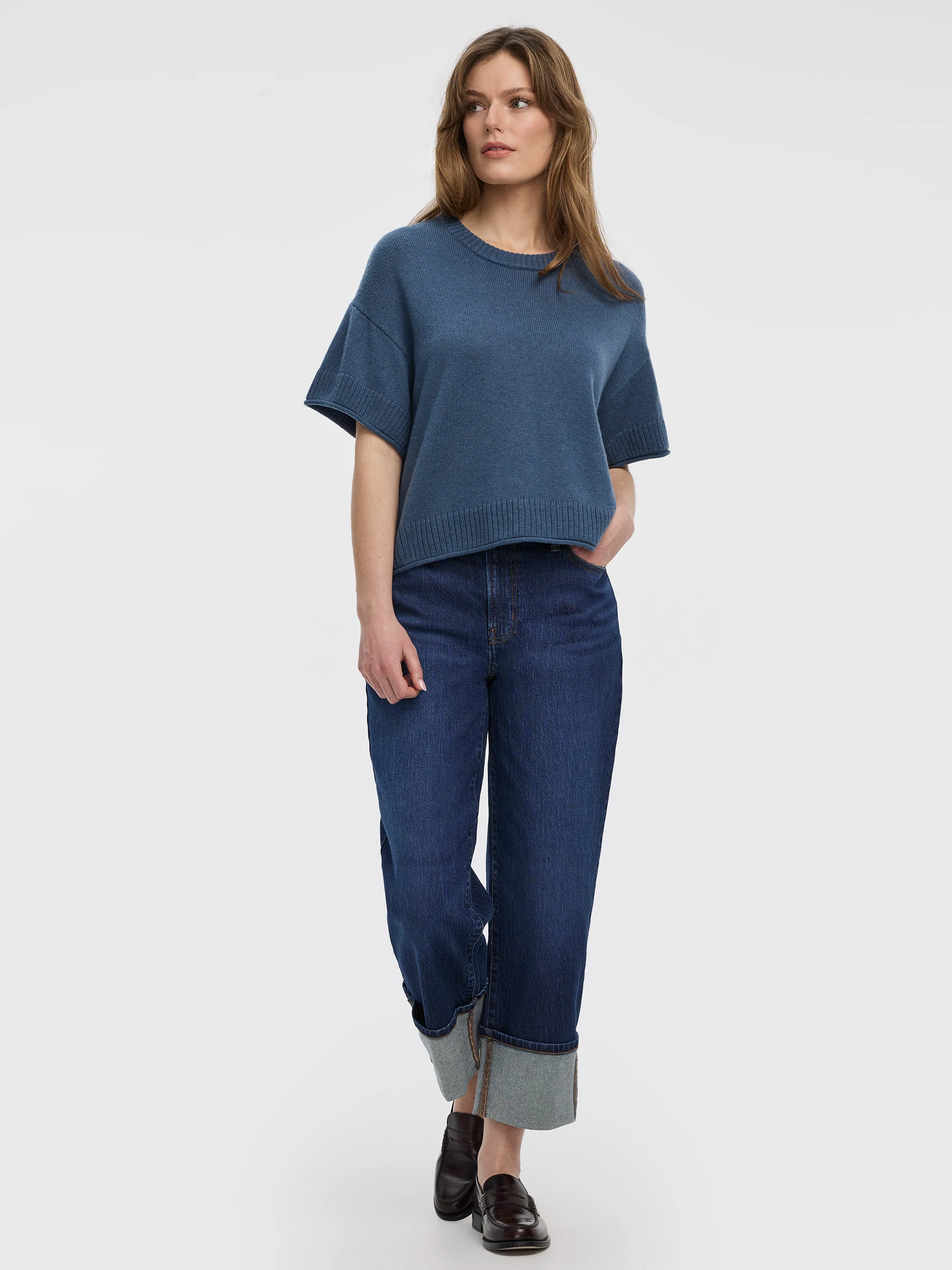 Straight-Leg High-Rise Cropped Jean with Rolled Cuffs - Image 7