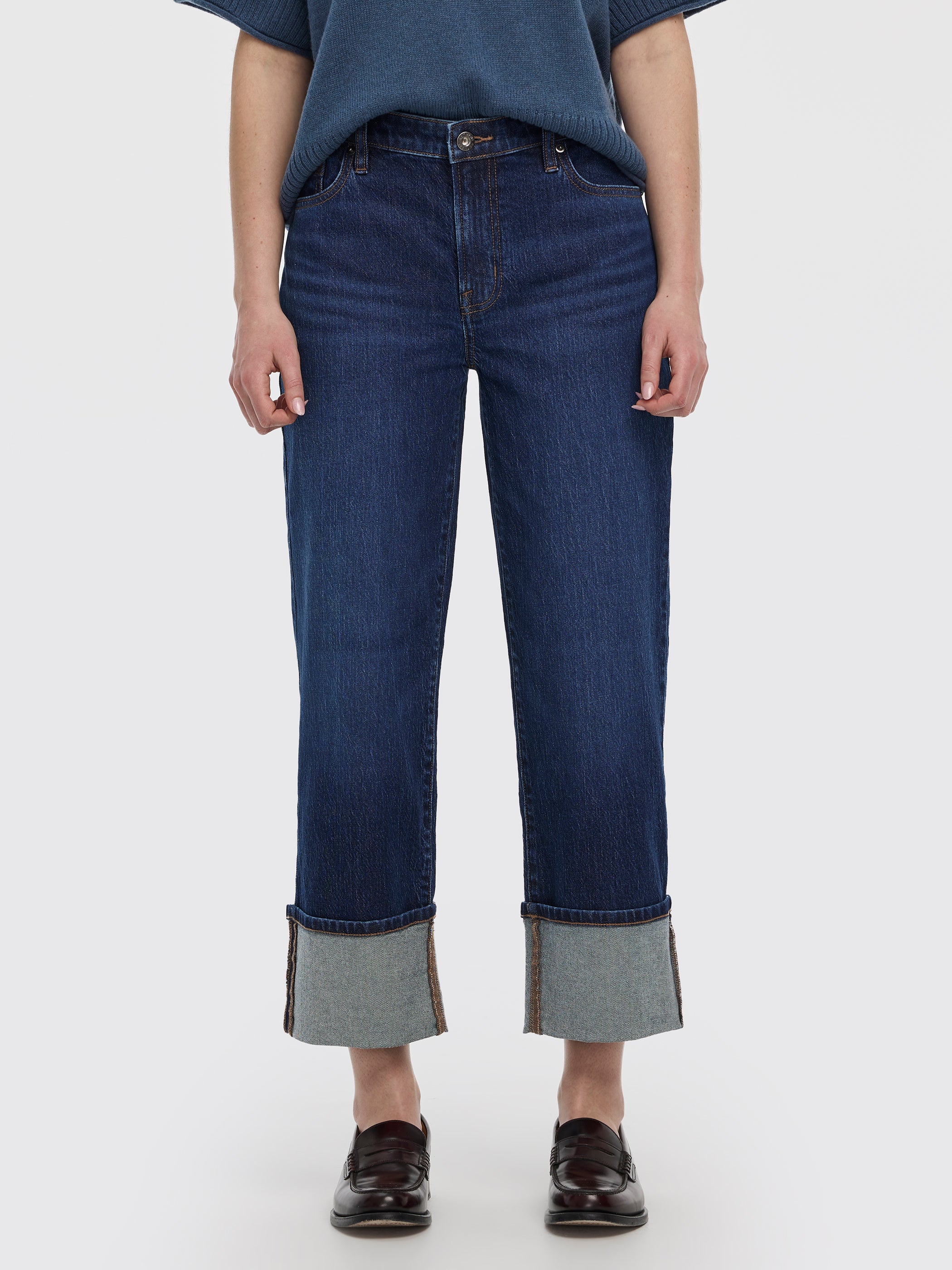 Straight-Leg High-Rise Cropped Jean with Rolled Cuffs - Image 8