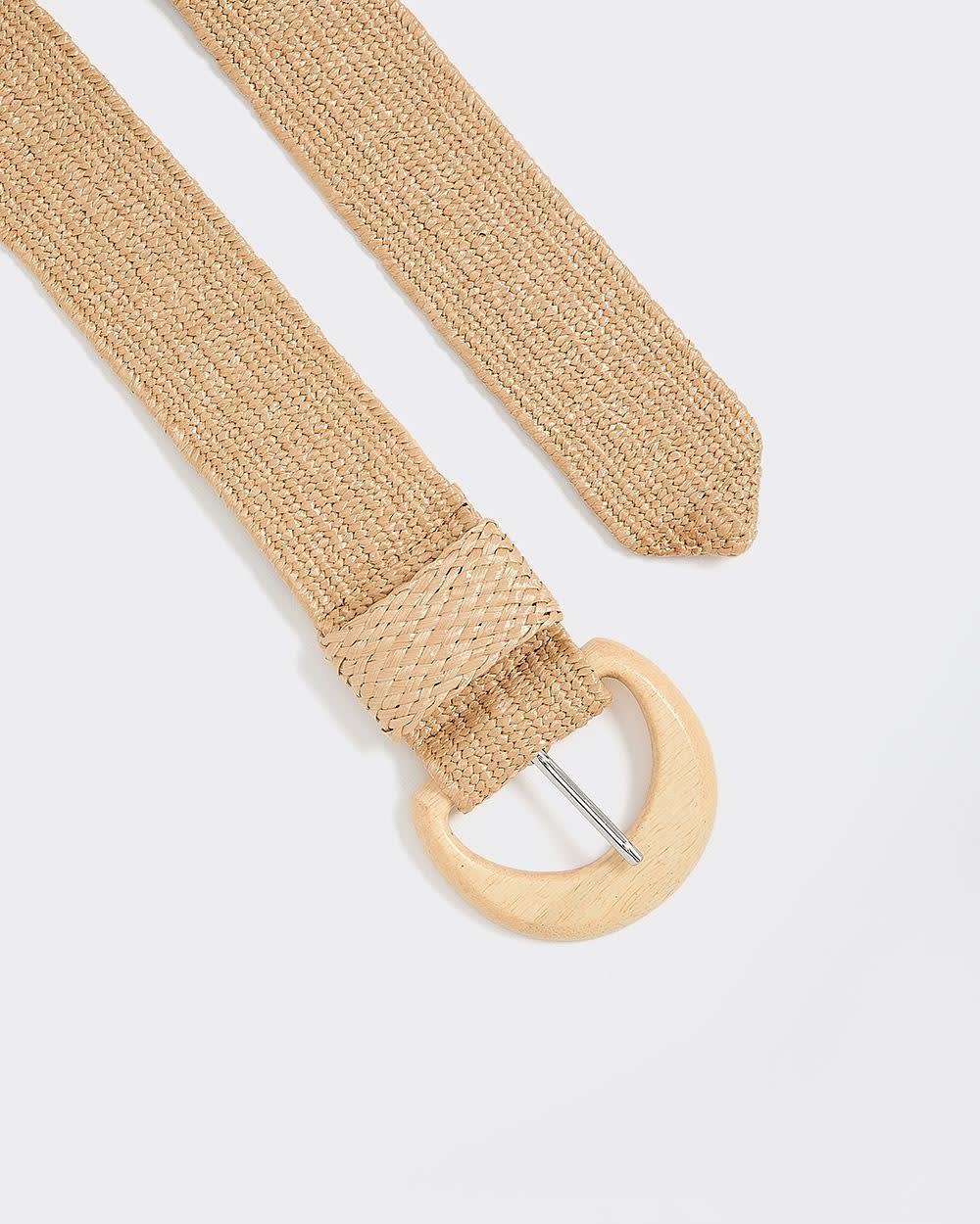 Elastic Straw Belt with Wooden Buckle - Image 3