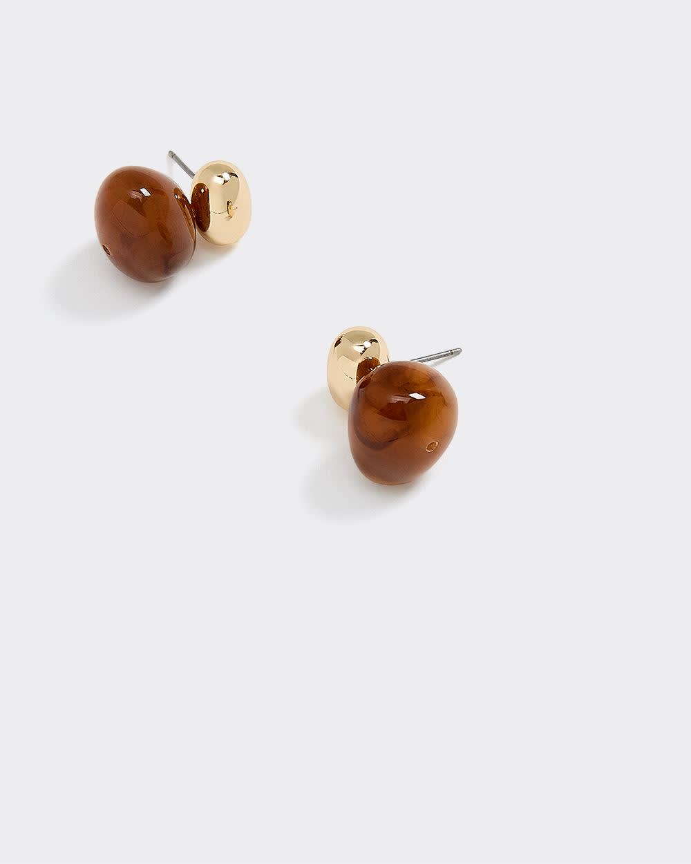 Stud Earrings with Resin Stones - Image 4