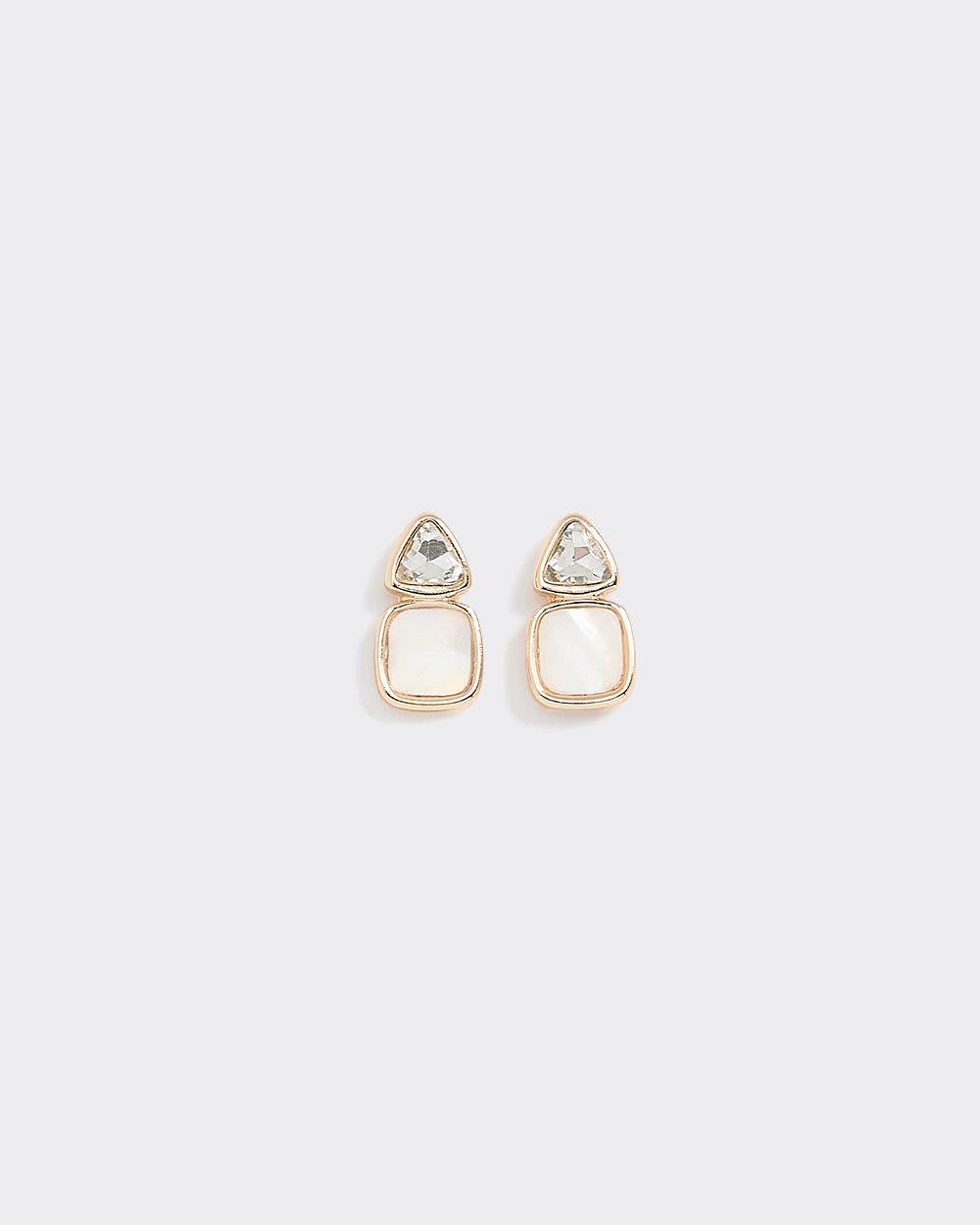 Stud Earrings with Stone Pendants - Image 2
