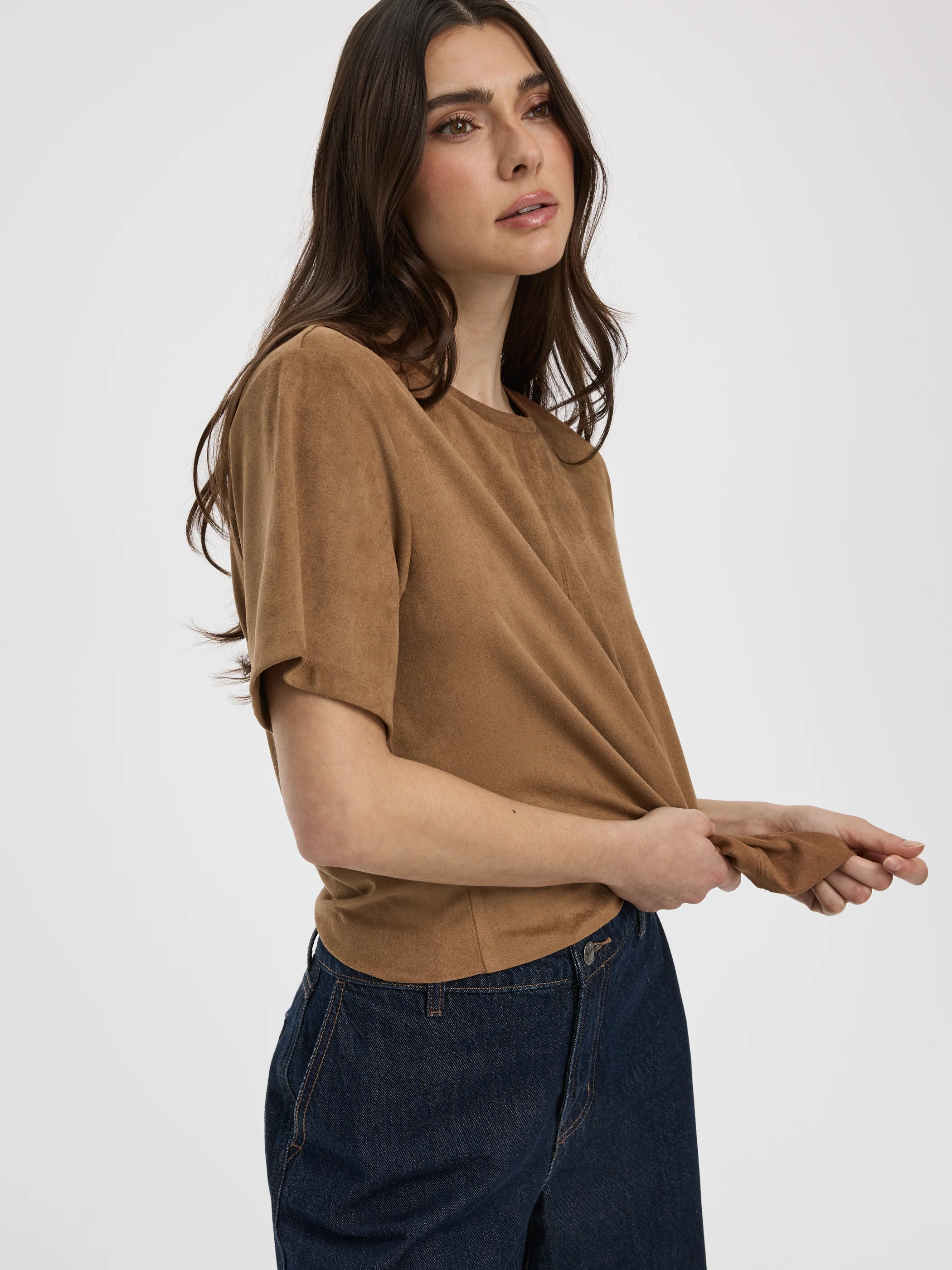 Faux-Suede Crew-Neck T-Shirt - Image 3