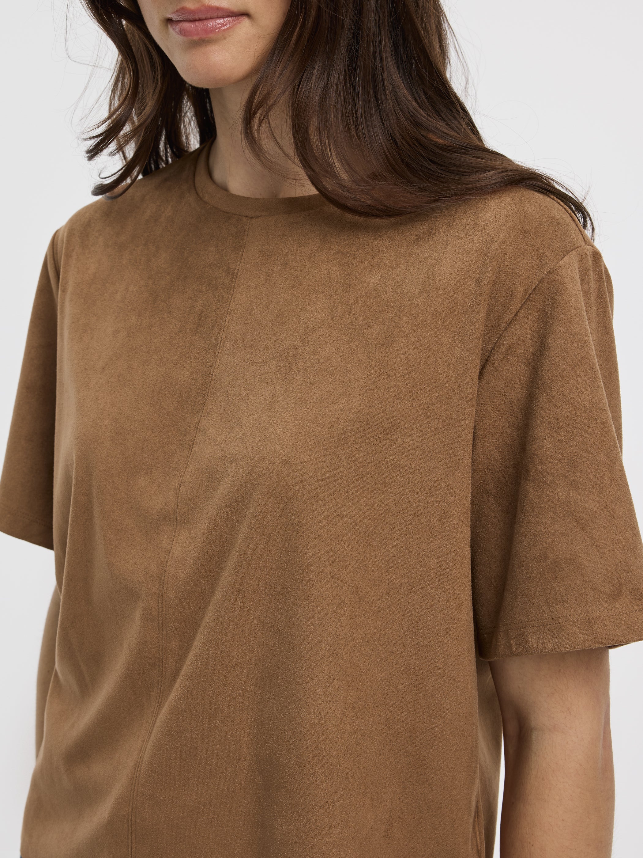 Faux-Suede Crew-Neck T-Shirt - Image 4