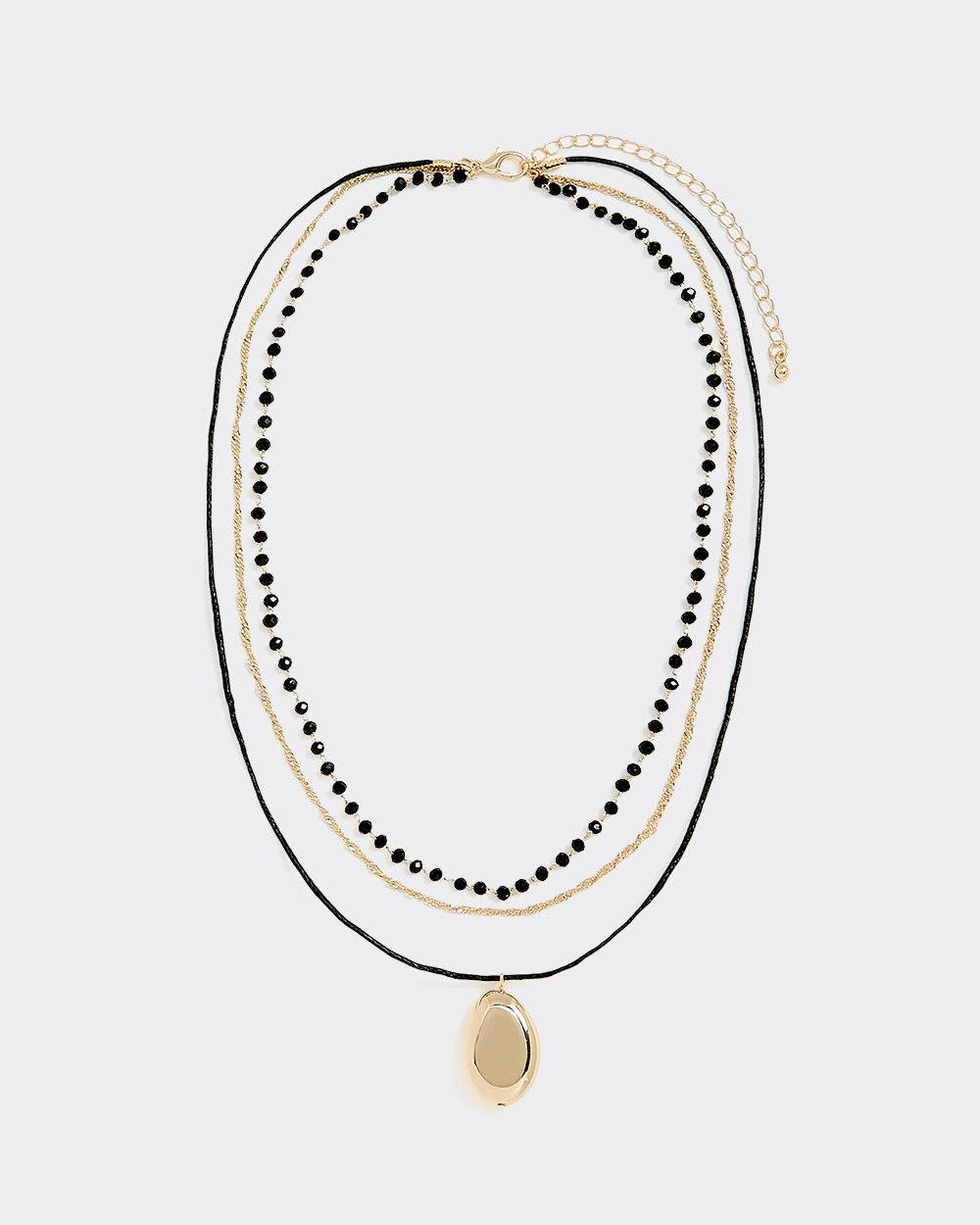 Triple-Chain Short Necklace with Pendant - Image 2
