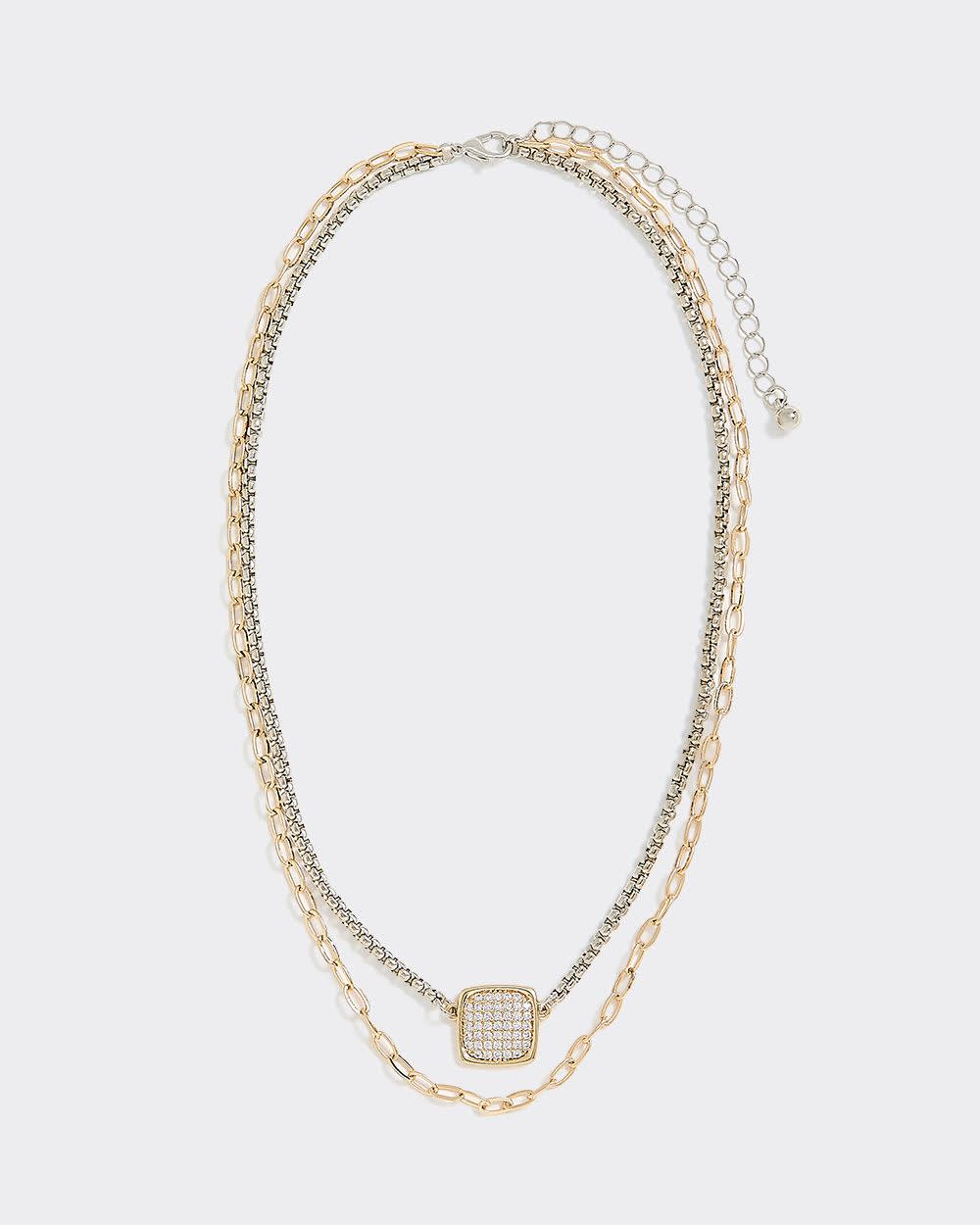 Two-Chain Short Necklace with Cubic Zirconia - Image 2