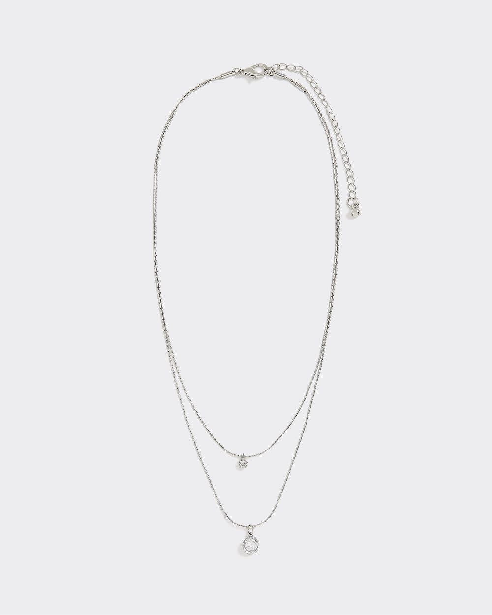 Two-Chain Short Necklace with Rhinestones - Image 2