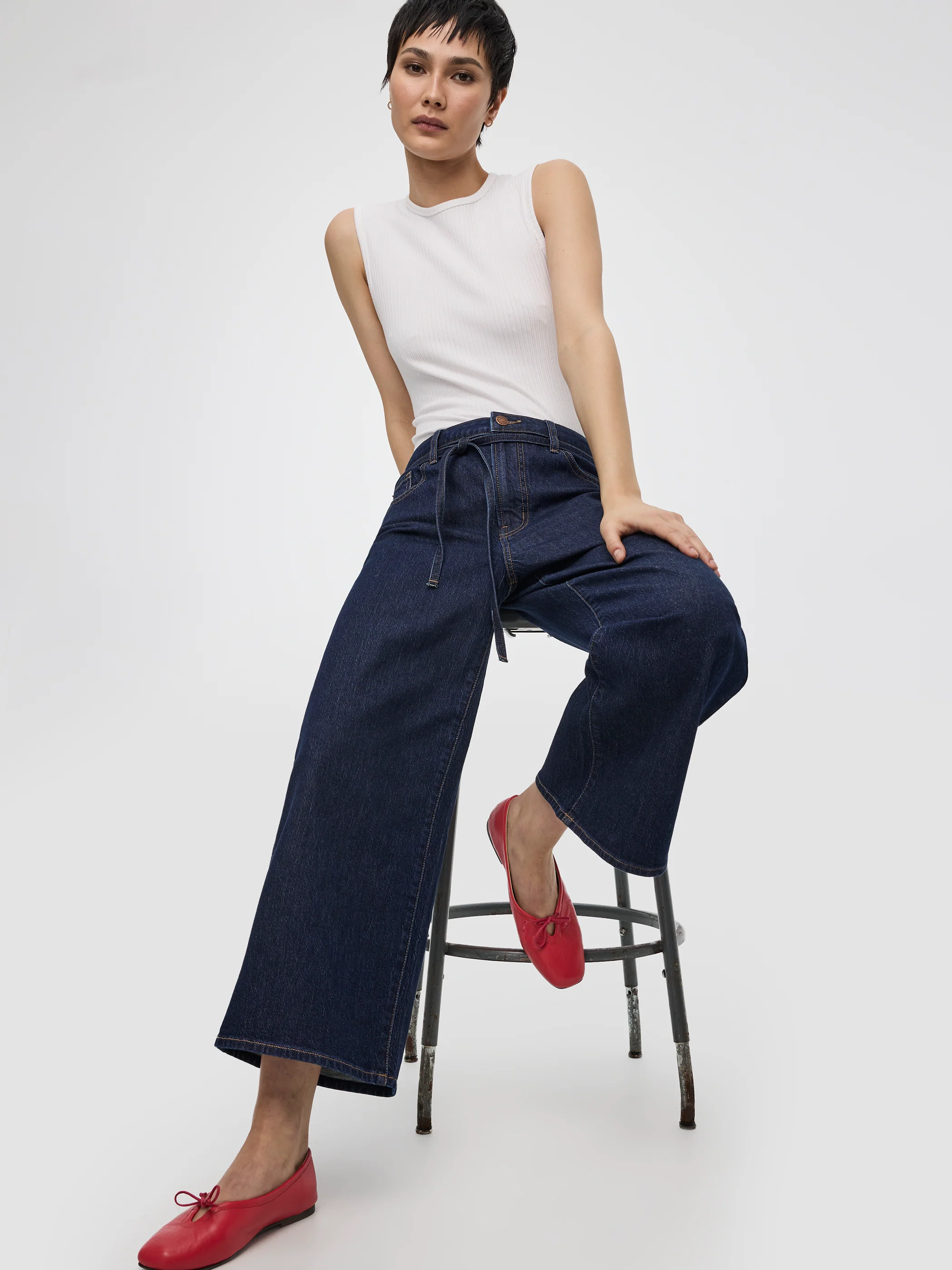 Wide-Leg High-Rise Cropped Jean with Sash - Image 12