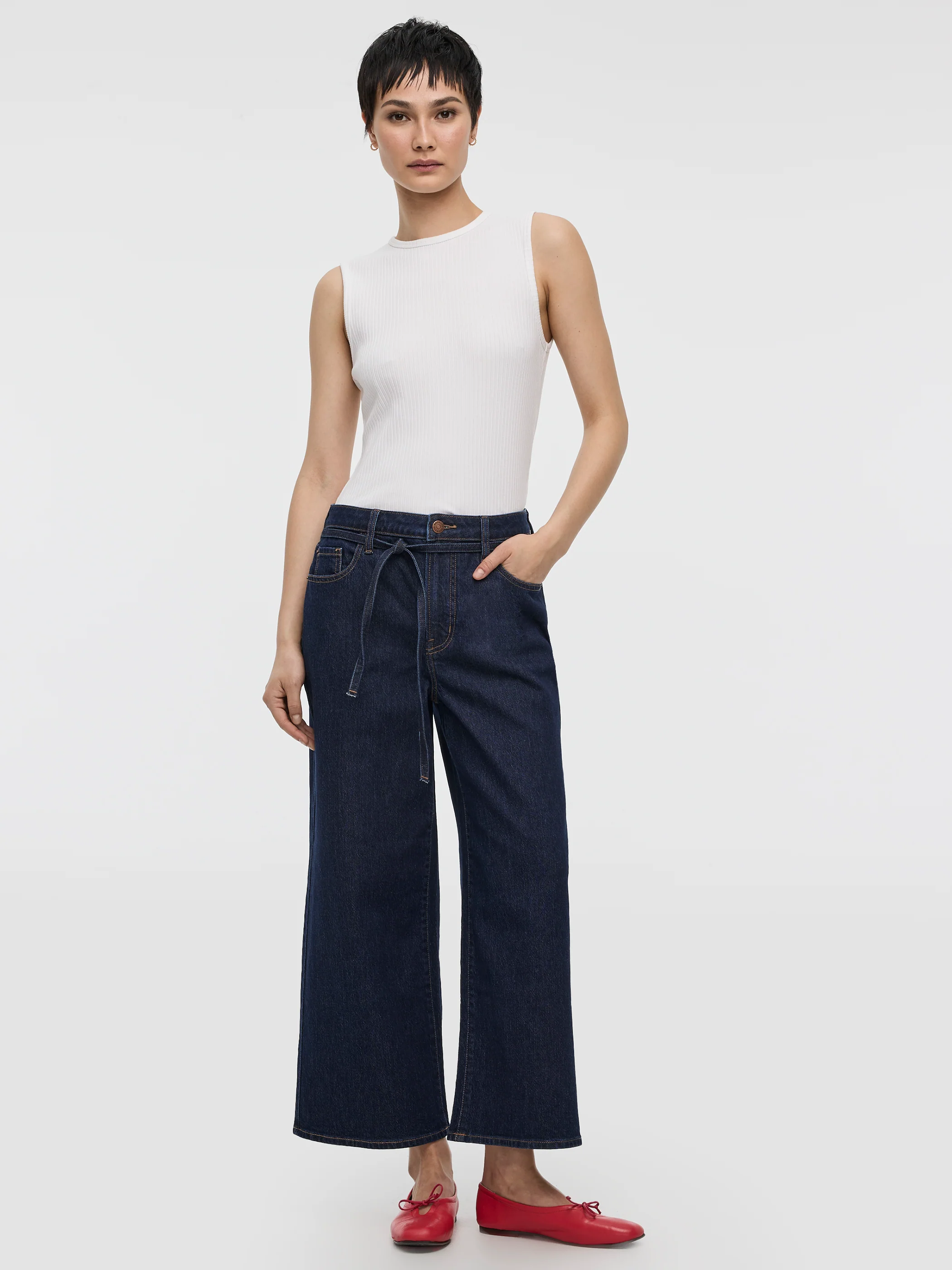 Wide-Leg High-Rise Cropped Jean with Sash - Image 7